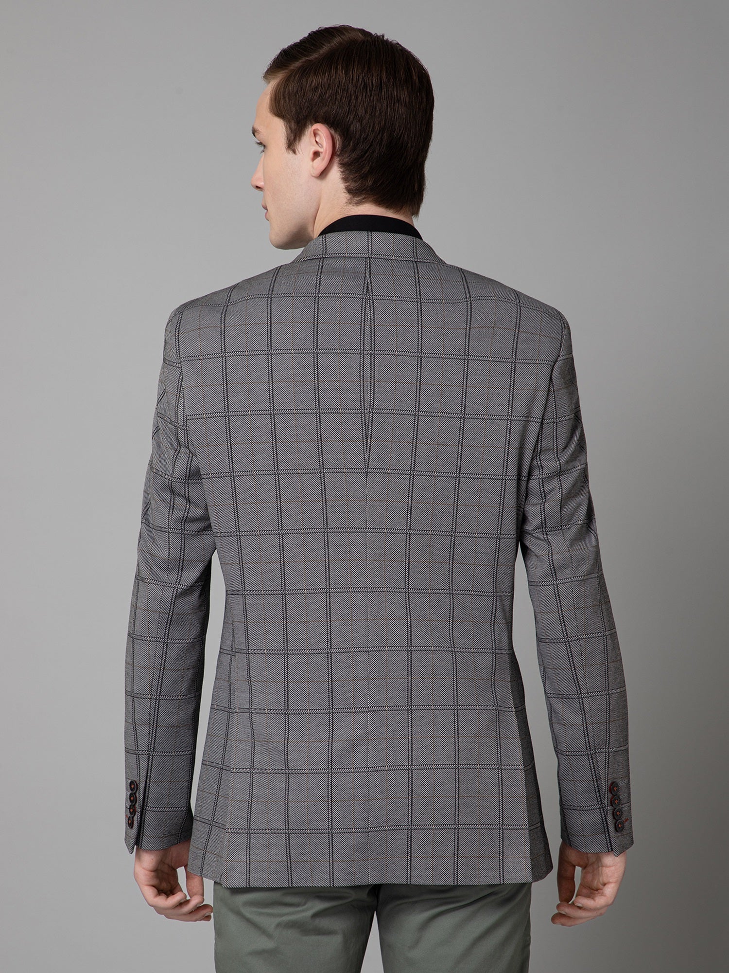 Blazer for Men | Premium Casual Blazer Slim Fit Notched Collar Terry Rayon Fabric Checkered Pattern - Image 4