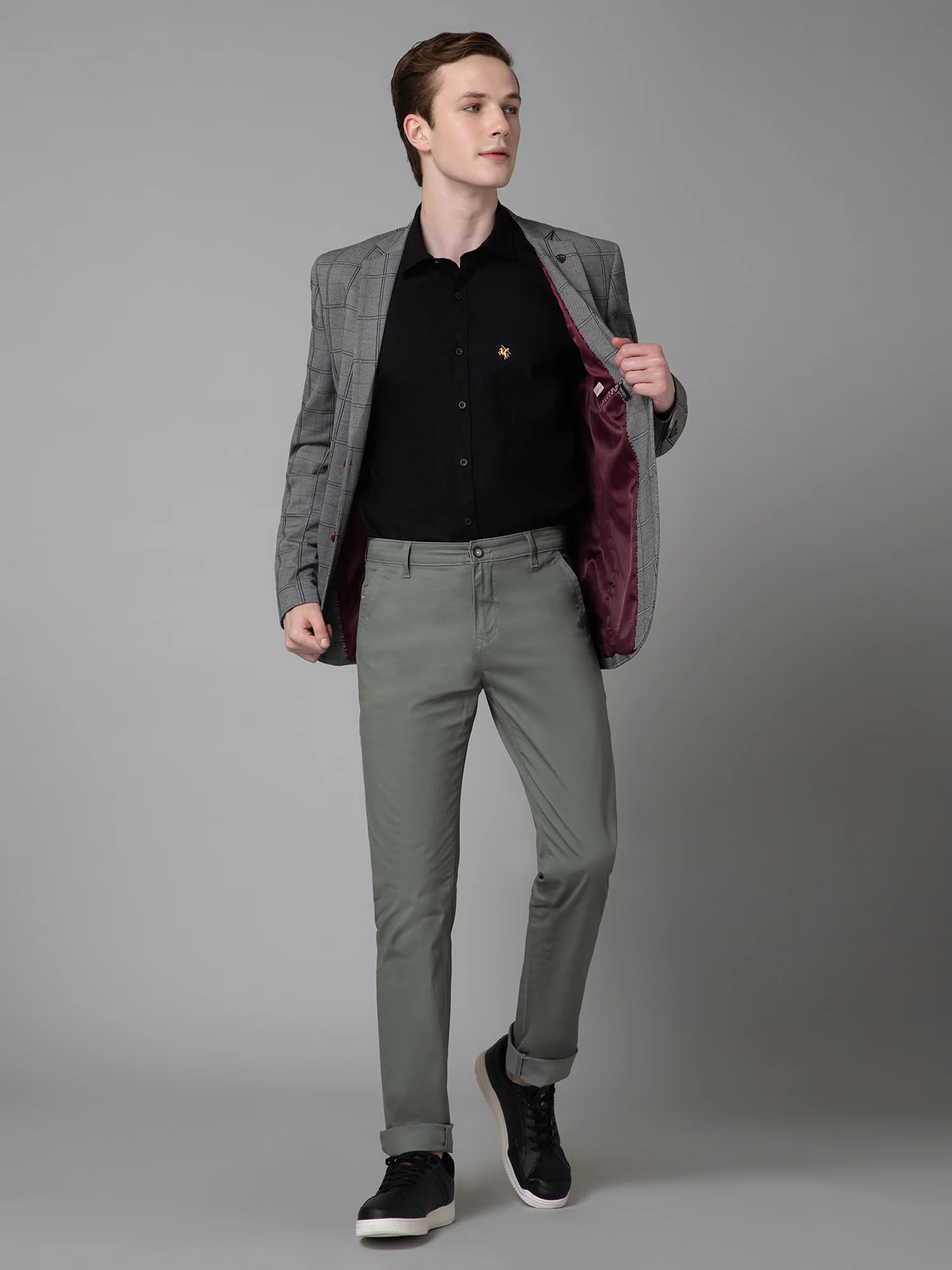 Blazer for Men | Premium Casual Blazer Slim Fit Notched Collar Terry Rayon Fabric Checkered Pattern - Image 5