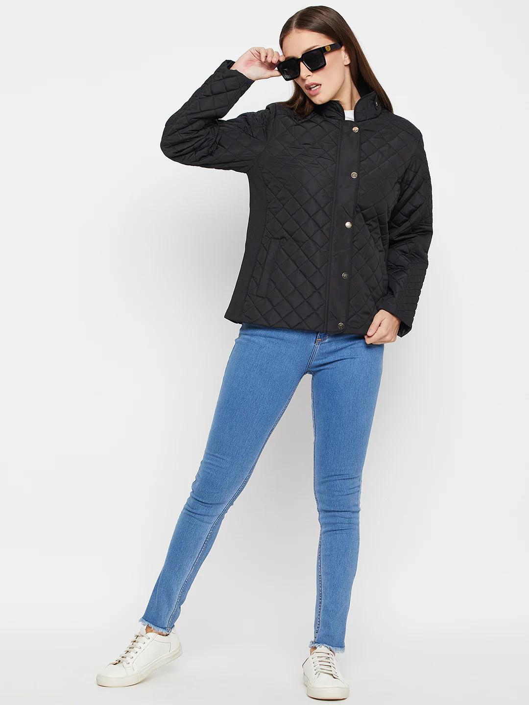 Women's Casual  Black Quilted  Jacket - Image 2