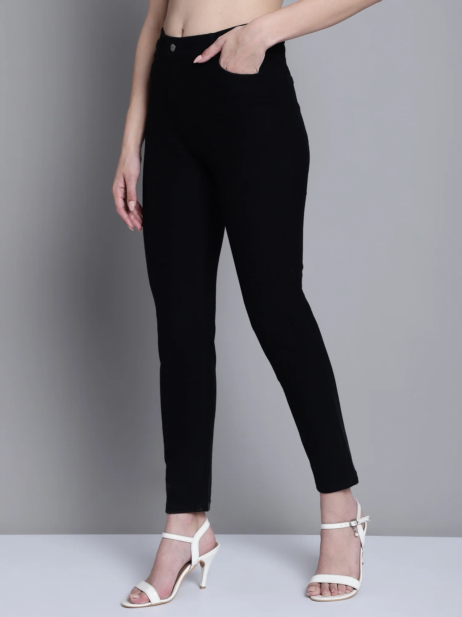 Women's Casual Regular Fit Black  Mid rise Leggings - Image 3