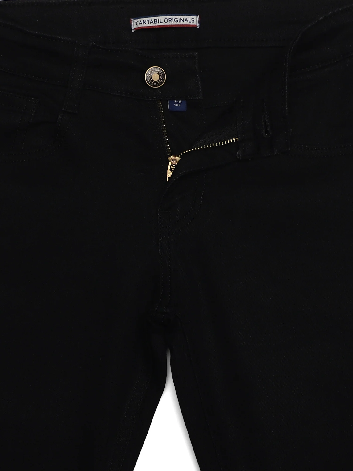 Black Solid Cotton Denim Flat Front Mid Rise Full Length Regular Fit Casual Jeans For Boys - Image 3