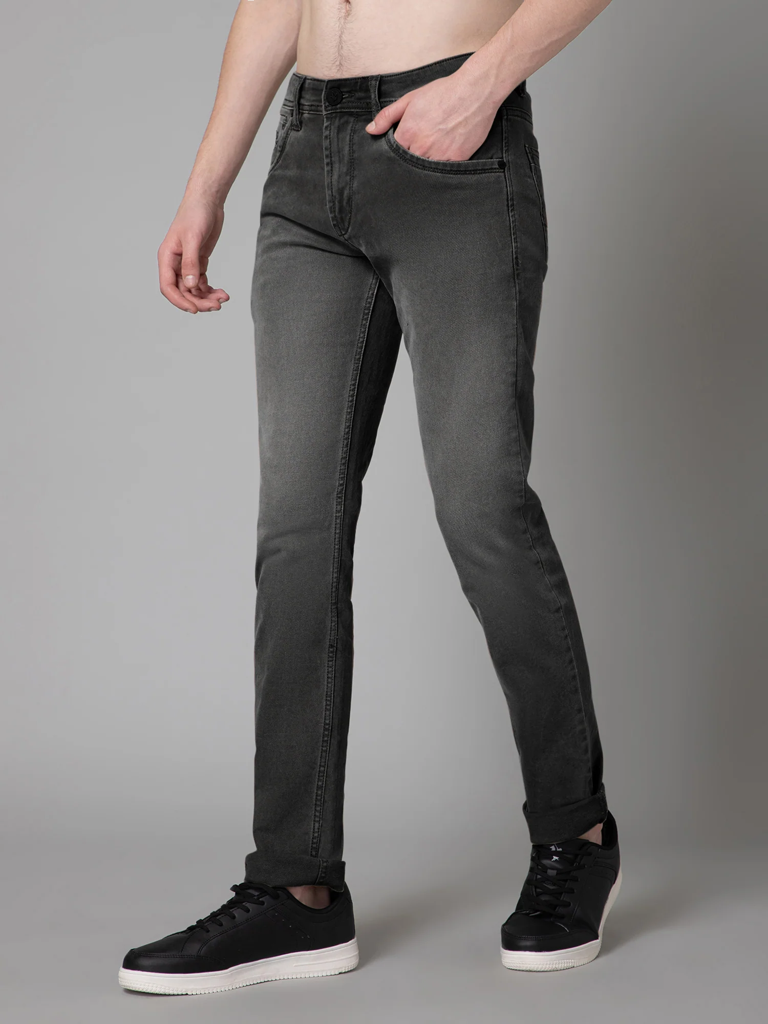 Denim Jeans for Men l Breathable & Soft with Color Fastness Ultra Narrow Fit Cotton Fabric Solid Pattern Button Closure - Image 2