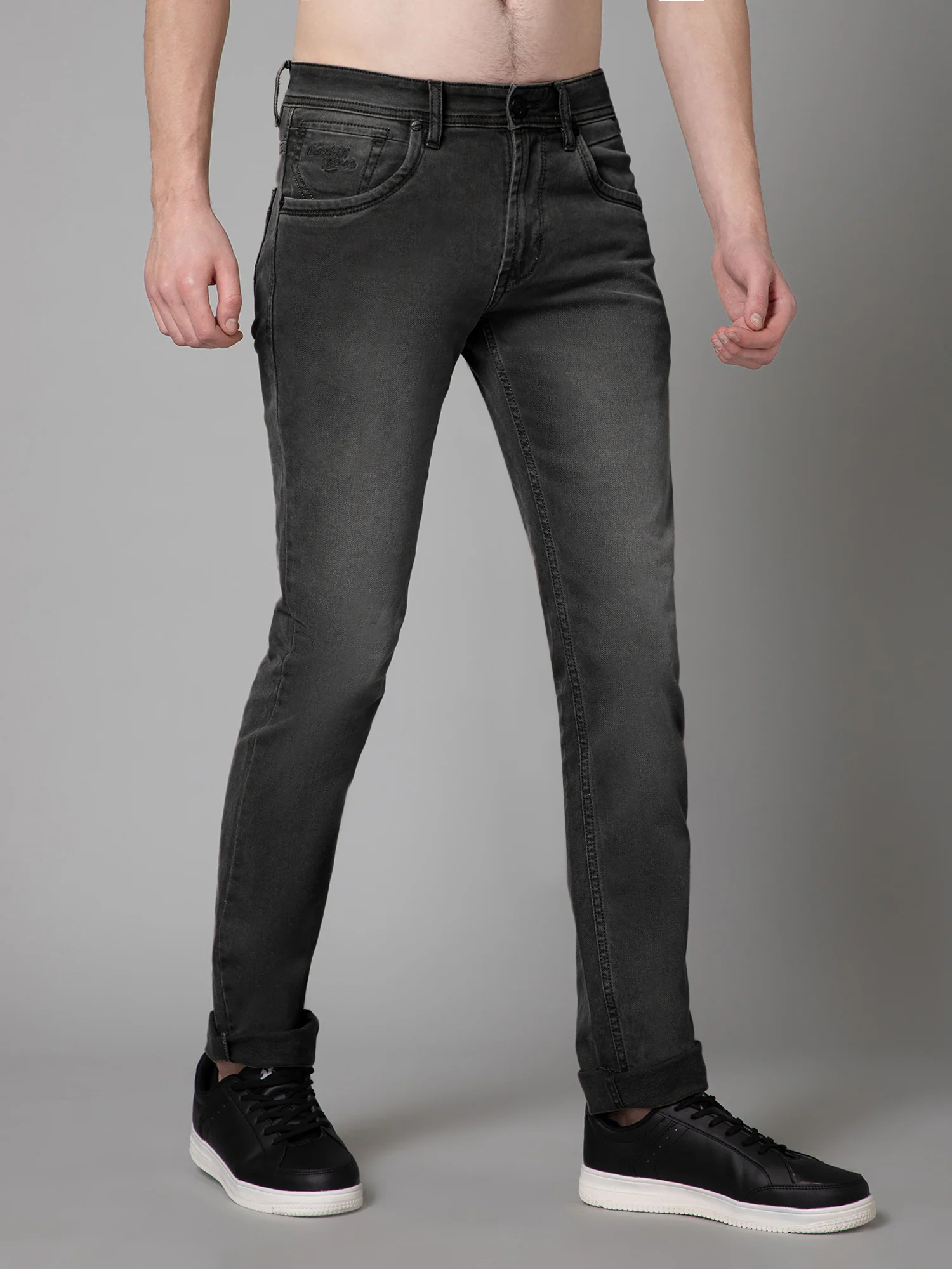 Denim Jeans for Men l Breathable & Soft with Color Fastness Ultra Narrow Fit Cotton Fabric Solid Pattern Button Closure - Image 3