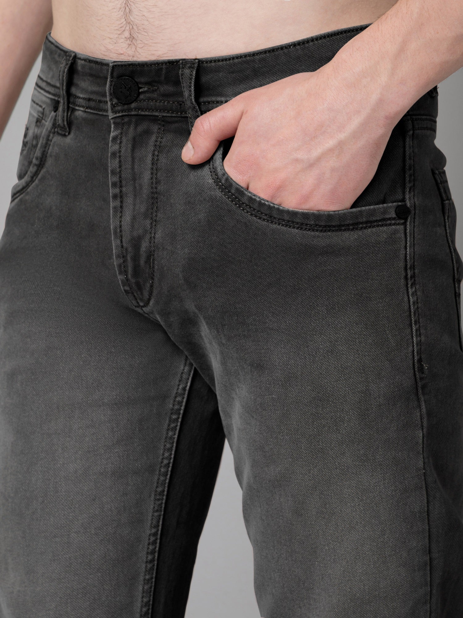 Denim Jeans for Men l Breathable & Soft with Color Fastness Ultra Narrow Fit Cotton Fabric Solid Pattern Button Closure - Image 6