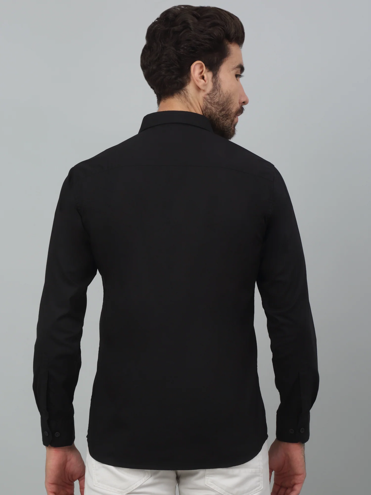 Casual Shirt for Men | Breathable & Soft with Color Fastness Regular Fit Spread Collar Neck Cotton Blend Fabric Solid Pattern - Image 2