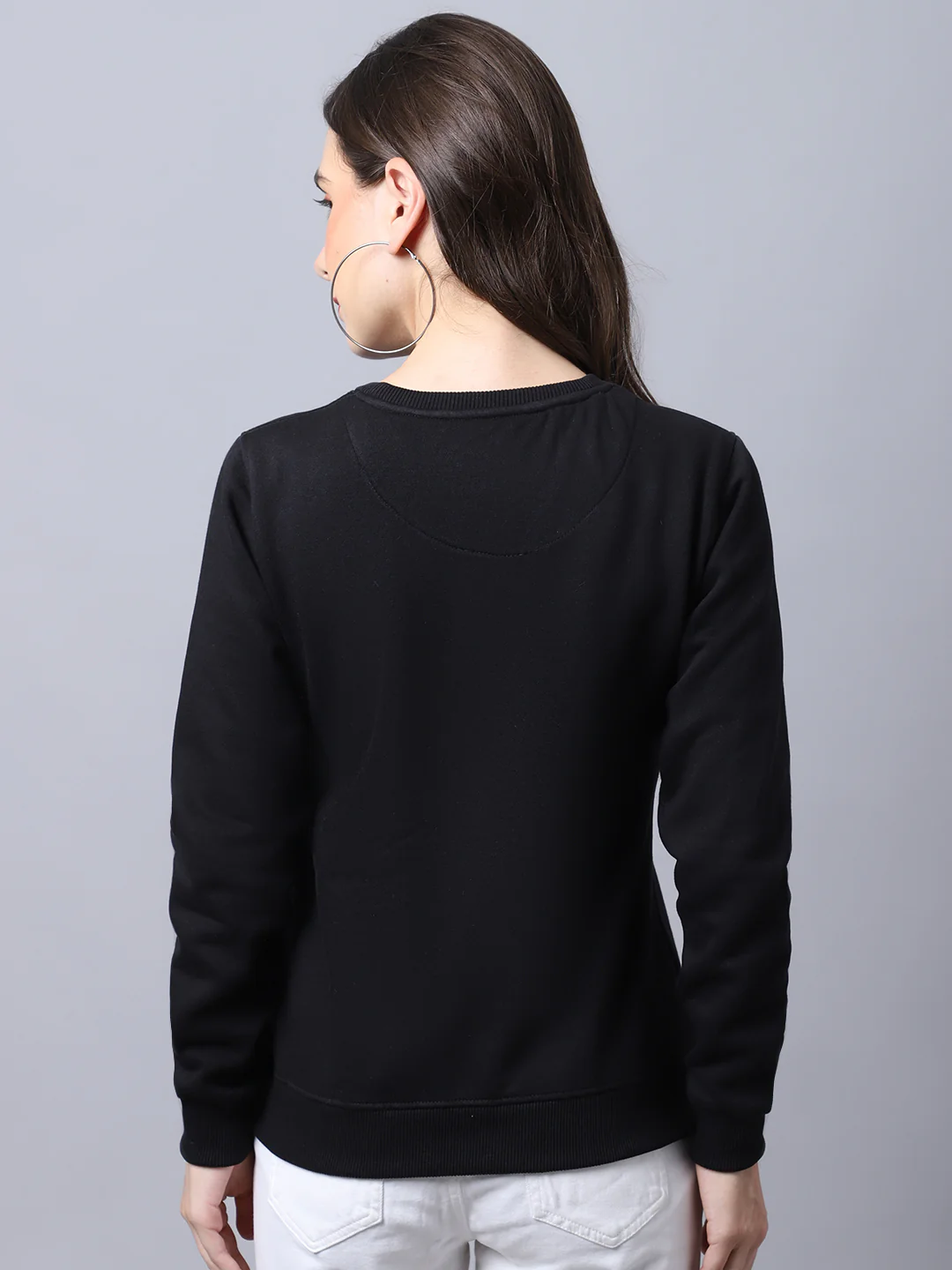 Women's Casual  Black Regular Full Sleeve Pullover Sweatshirt - Image 2