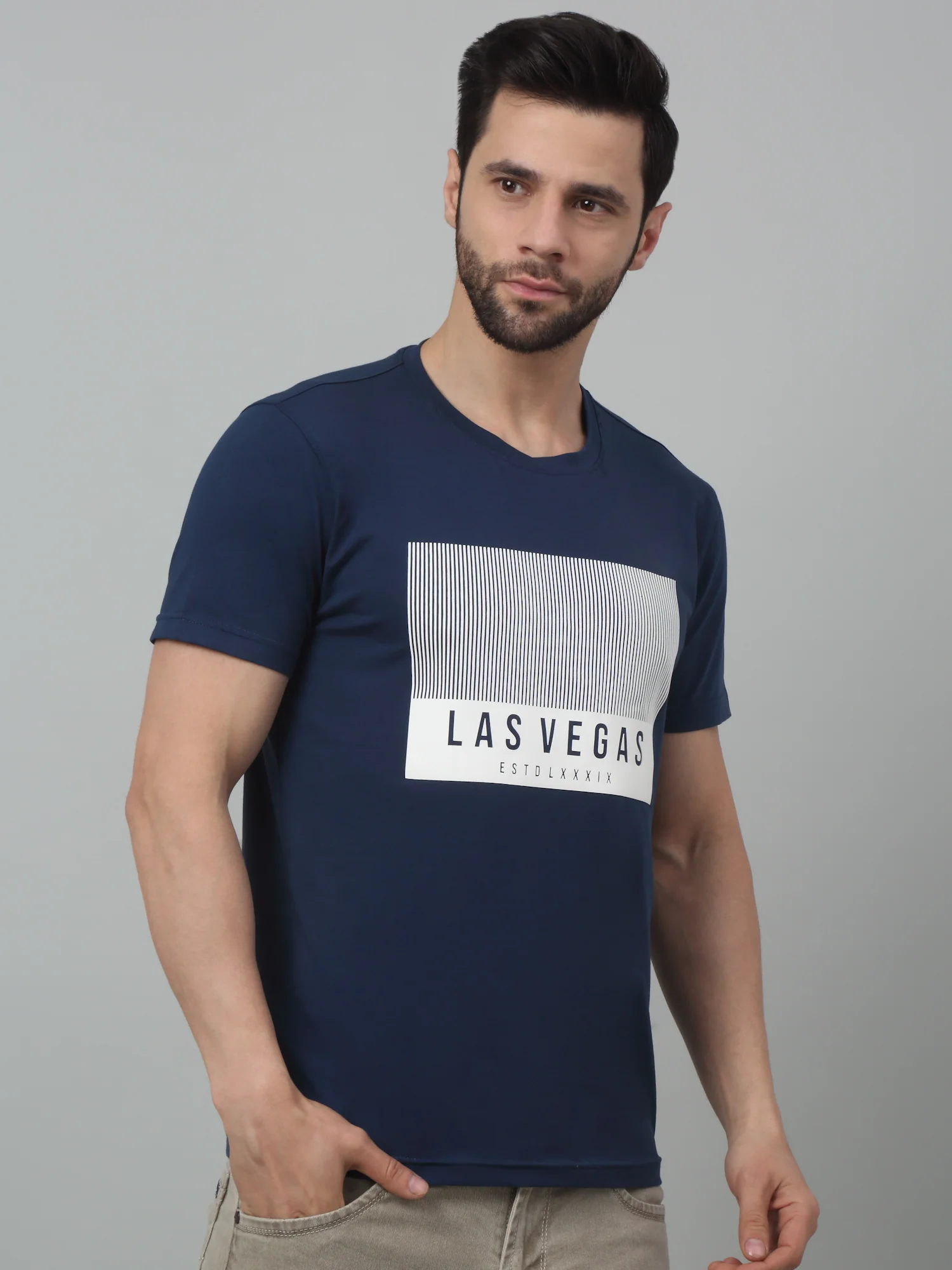 T-Shirt for Men | Breathable & Soft with Color Fastness Regular Fit Round Neck Cotton Blend Fabric Printed Pattern - Image 3