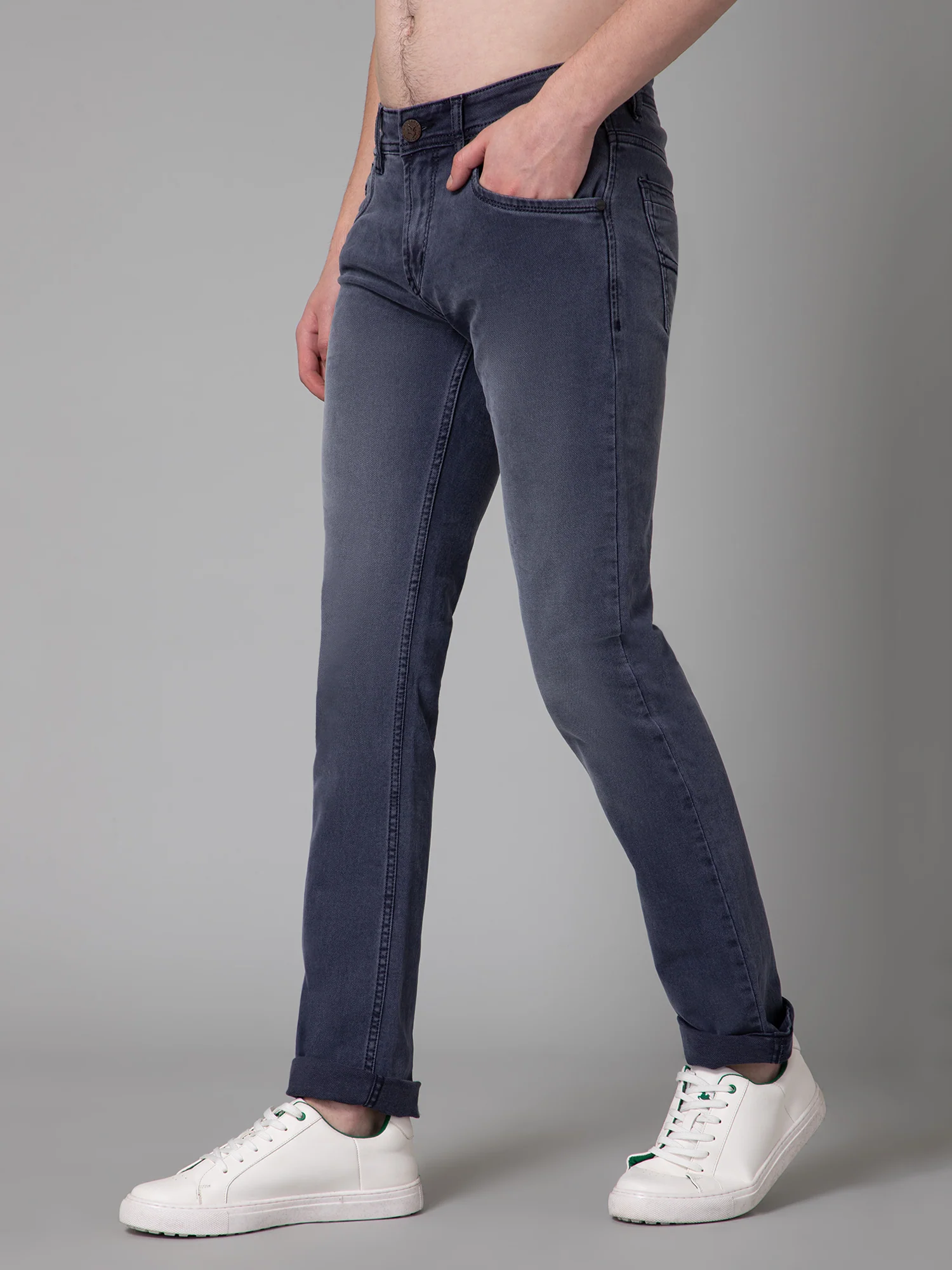 Denim Jeans for Men l Breathable & Soft with Color Fastness Ultra Narrow Fit Cotton Fabric Solid Pattern Button Closure - Image 2