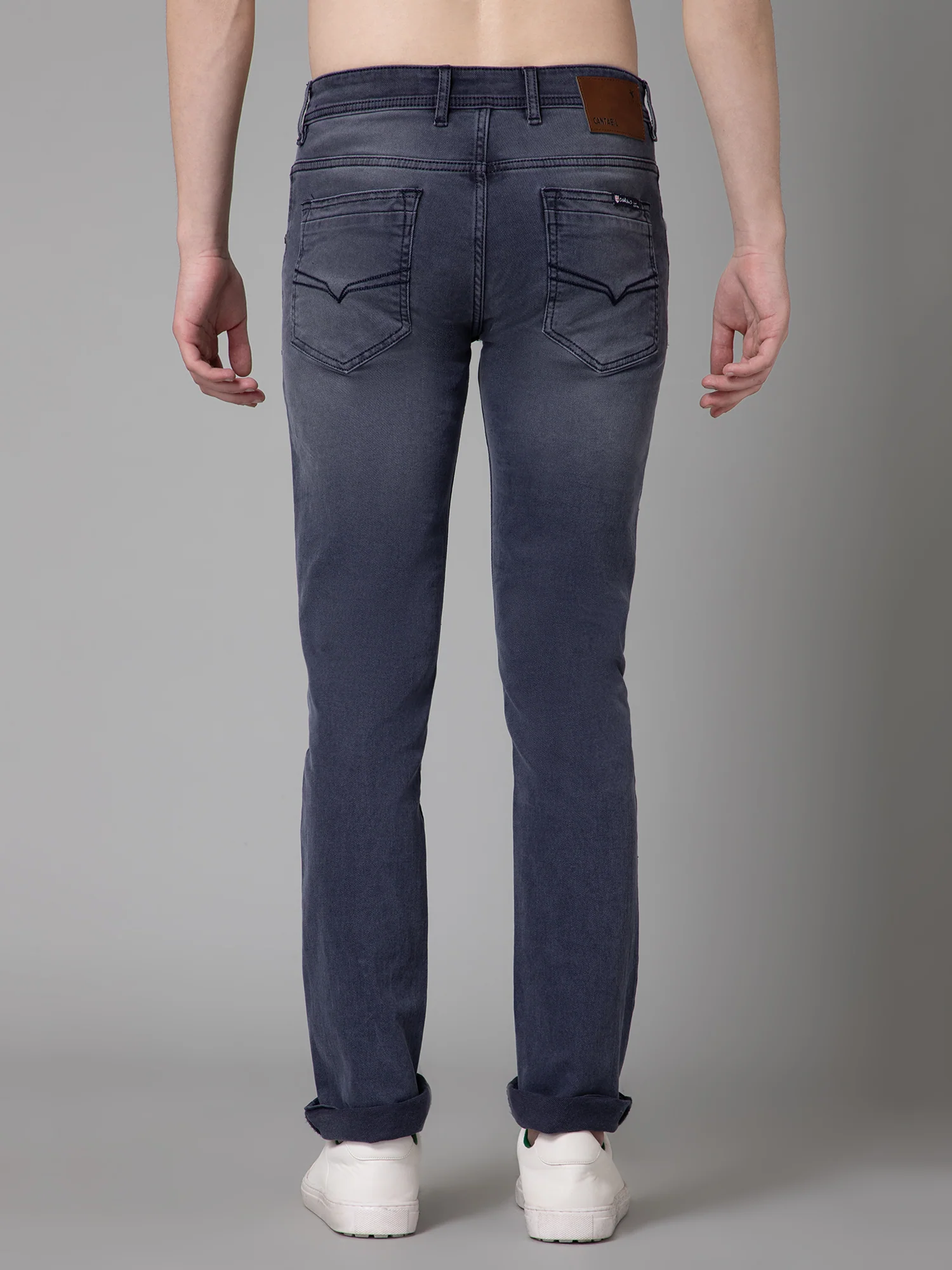 Denim Jeans for Men l Breathable & Soft with Color Fastness Ultra Narrow Fit Cotton Fabric Solid Pattern Button Closure - Image 4