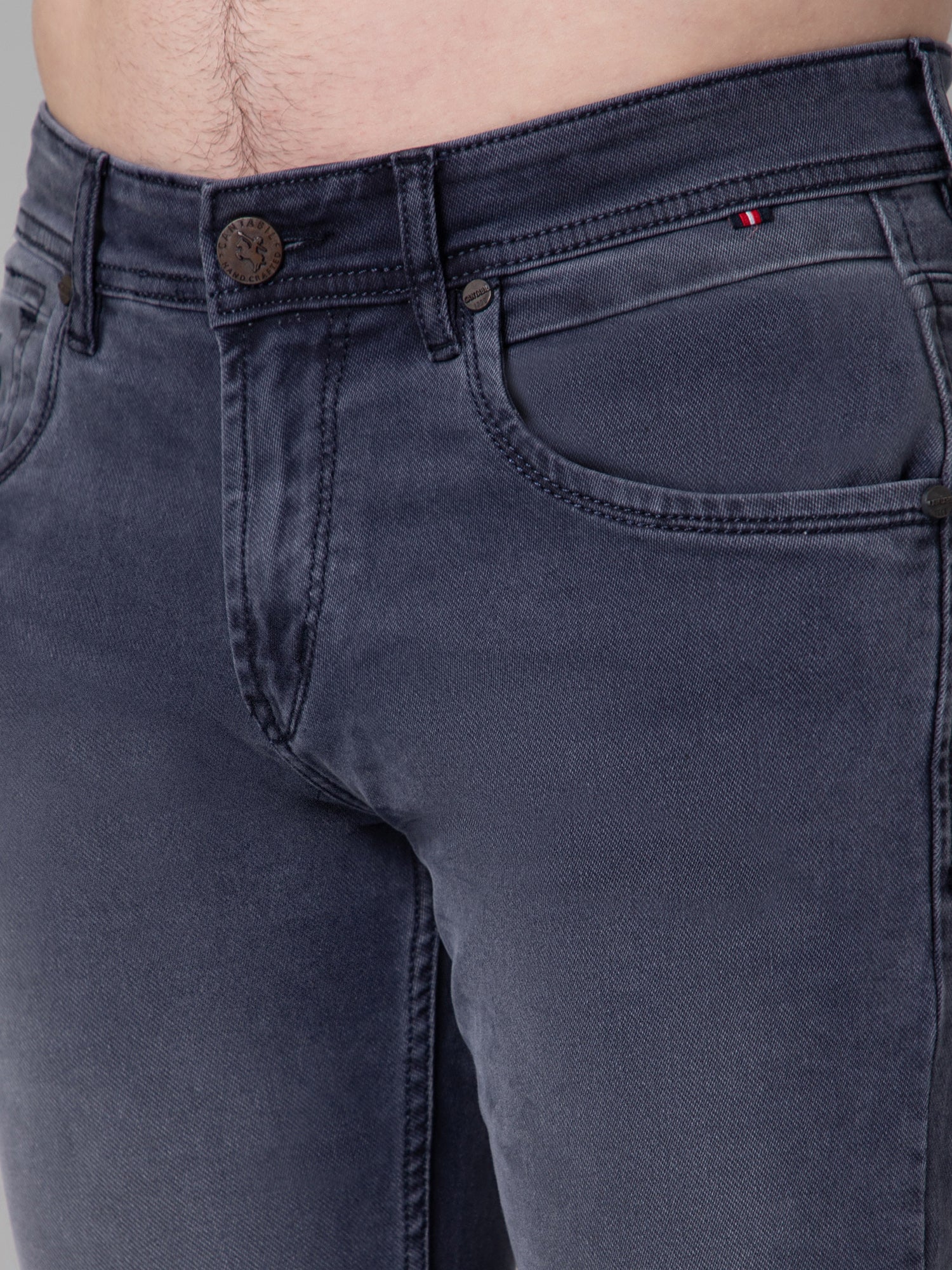 Denim Jeans for Men l Breathable & Soft with Color Fastness Ultra Narrow Fit Cotton Fabric Solid Pattern Button Closure - Image 6