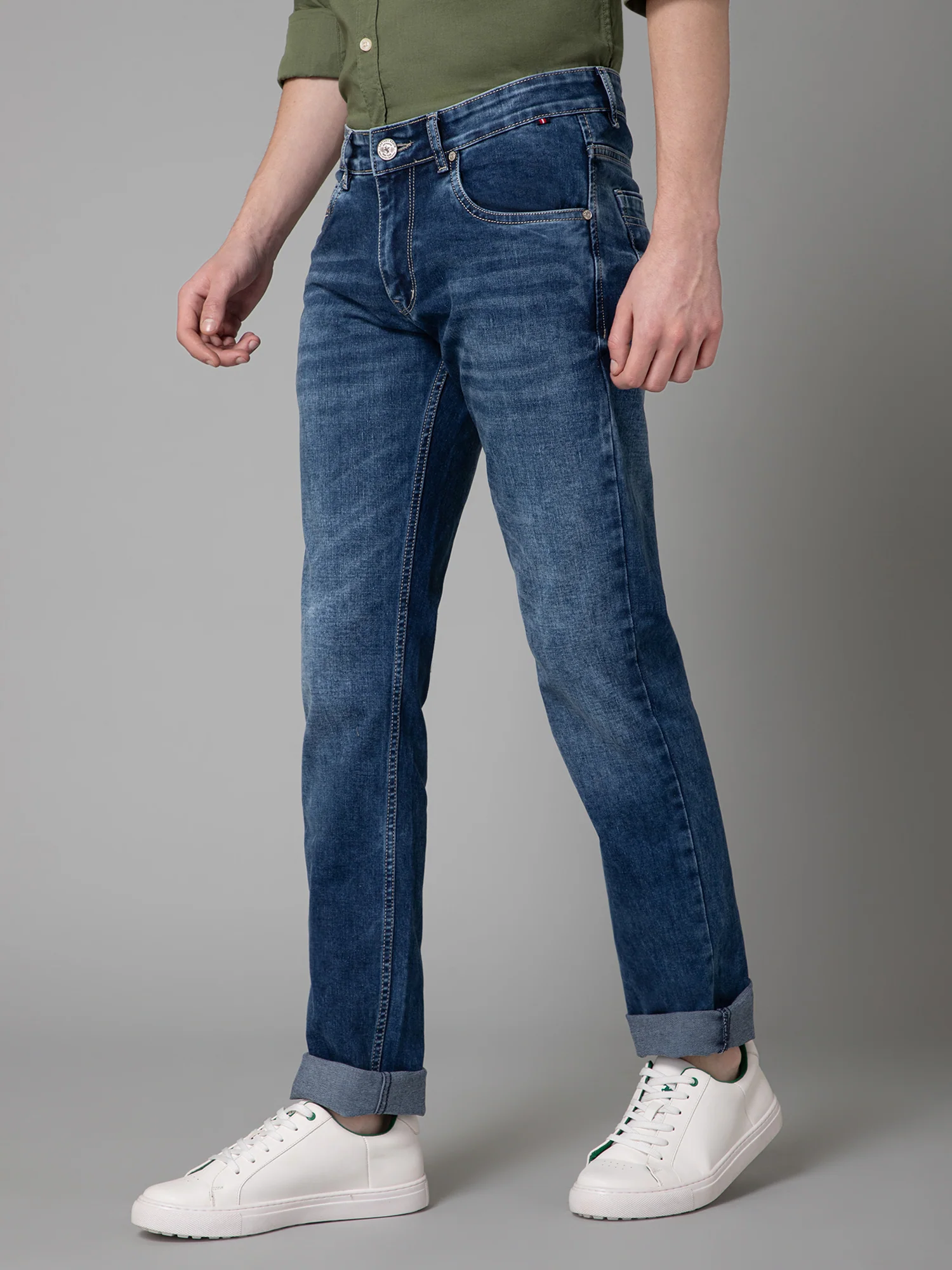 Denim Jeans for Men l Breathable & Soft with Color Fastness Ultra Narrow Fit Cotton Fabric Solid Pattern Button Closure - Image 2