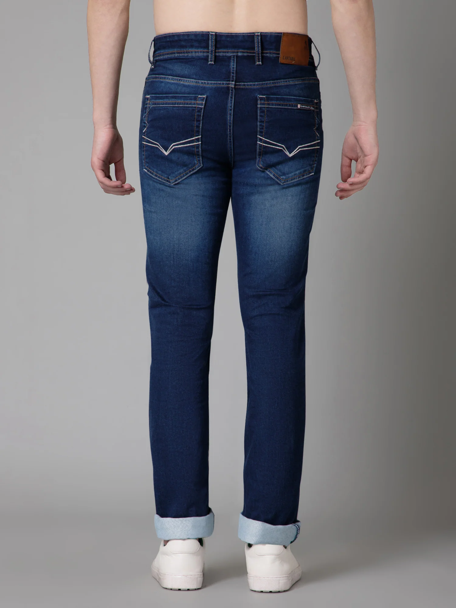 Denim Jeans for Men l Breathable & Soft with Color Fastness Ultra Narrow Fit Cotton Fabric Solid Pattern Button Closure - Image 4