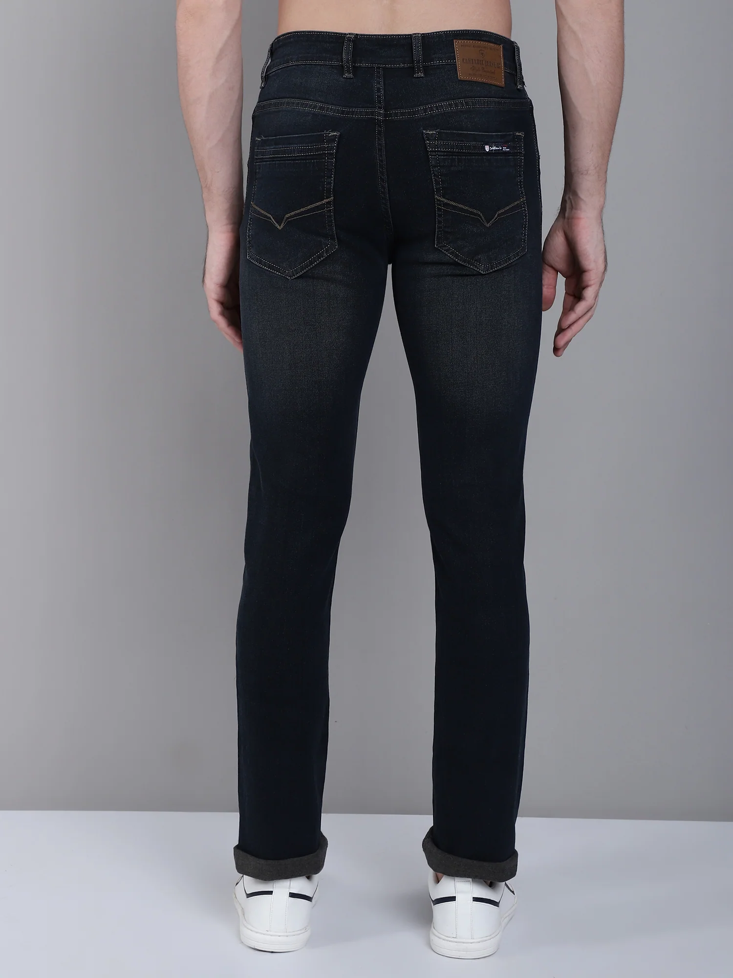 Denim Jeans for Men l Breathable & Soft with Color Fastness Ultra Narrow Fit Cotton Fabric Solid Pattern Button Closure - Image 2