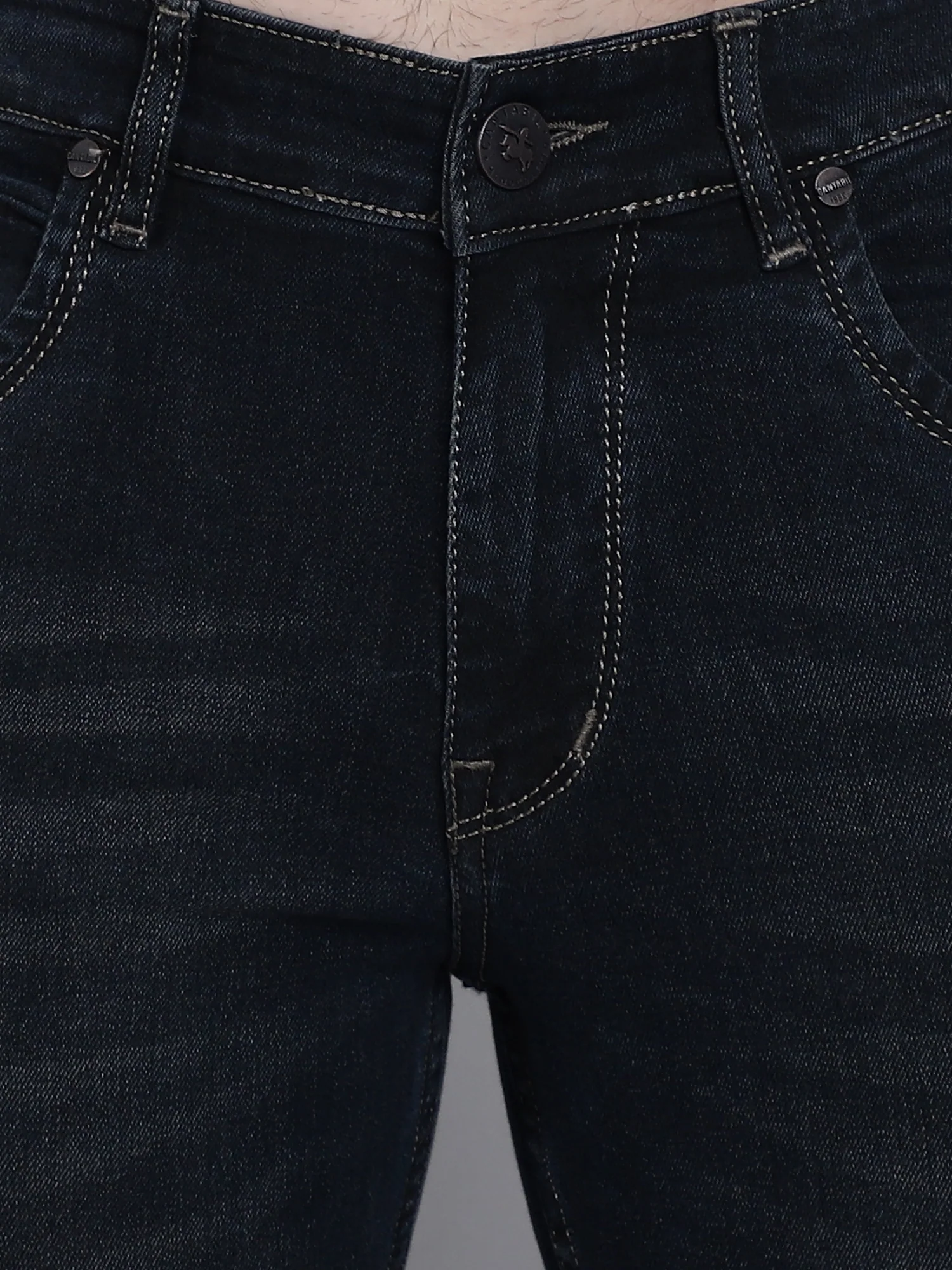 Denim Jeans for Men l Breathable & Soft with Color Fastness Ultra Narrow Fit Cotton Fabric Solid Pattern Button Closure - Image 6