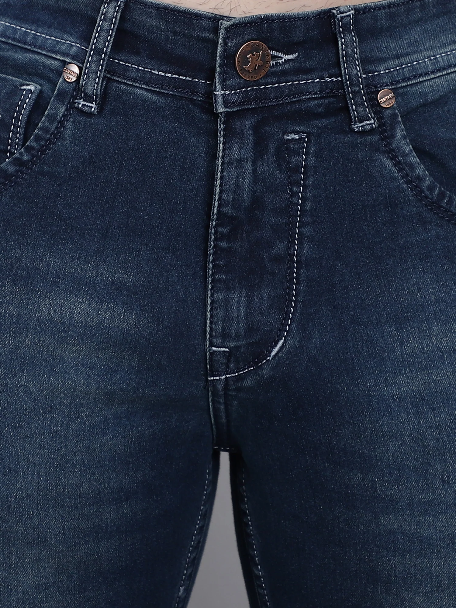 Denim Jeans for Men l Breathable & Soft with Color Fastness Ultra Narrow Fit Cotton Fabric Solid Pattern Button Closure - Image 6
