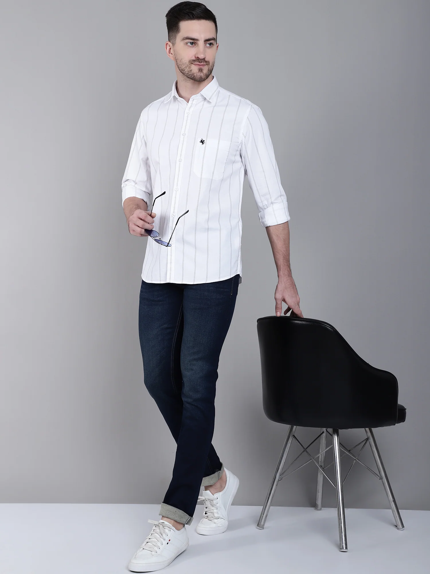 Denim Jeans for Men l Breathable & Soft with Color Fastness Ultra Narrow Fit Cotton Fabric Solid Pattern Button Closure - Image 5