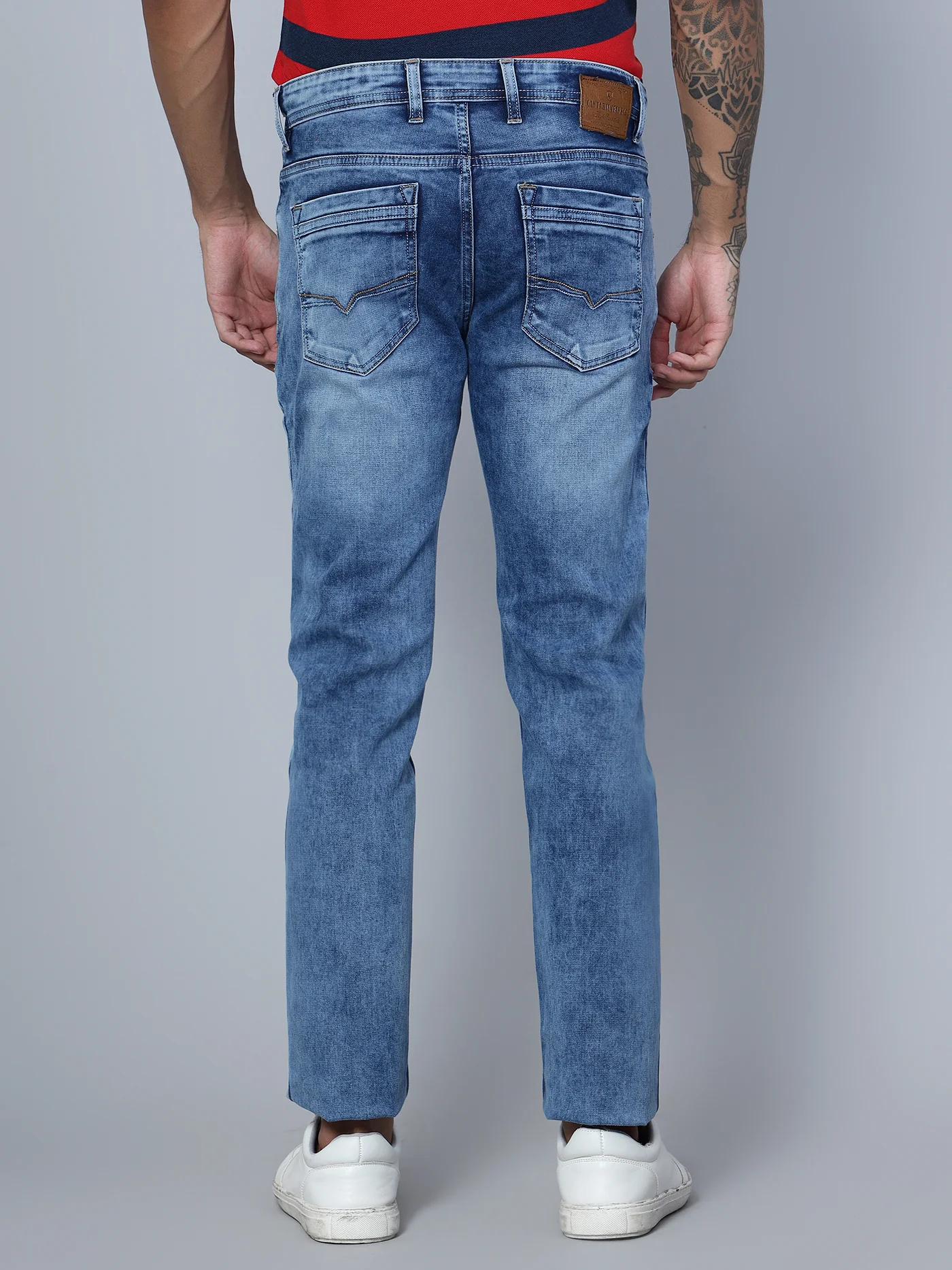 Denim Jeans for Men l Breathable & Soft with Color Fastness Ultra Narrow Fit Cotton Fabric Solid Pattern Button Closure - Image 4