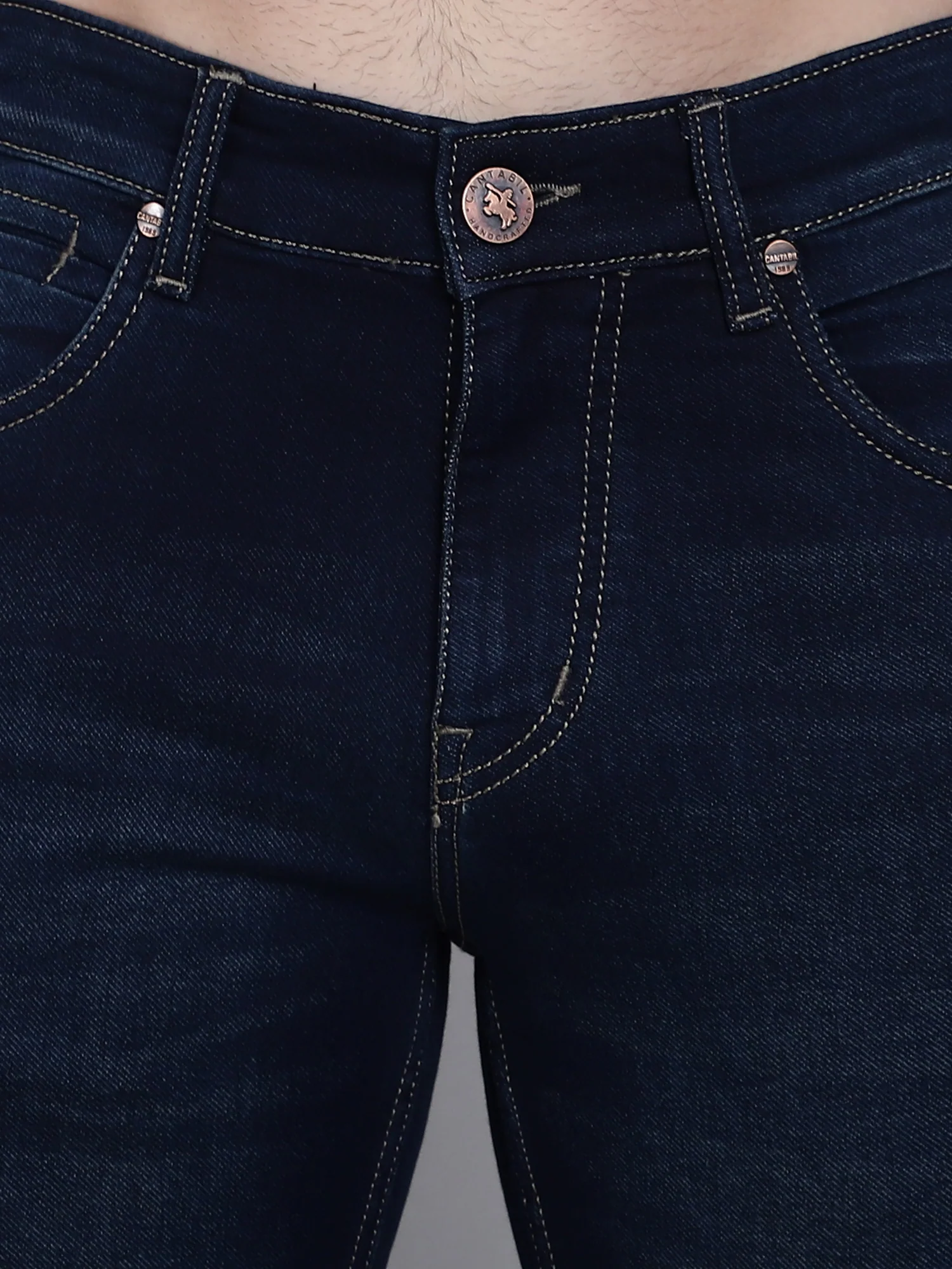 Denim Jeans for Men l Breathable & Soft with Color Fastness Ultra Narrow Fit Cotton Fabric Solid Pattern Button Closure - Image 6