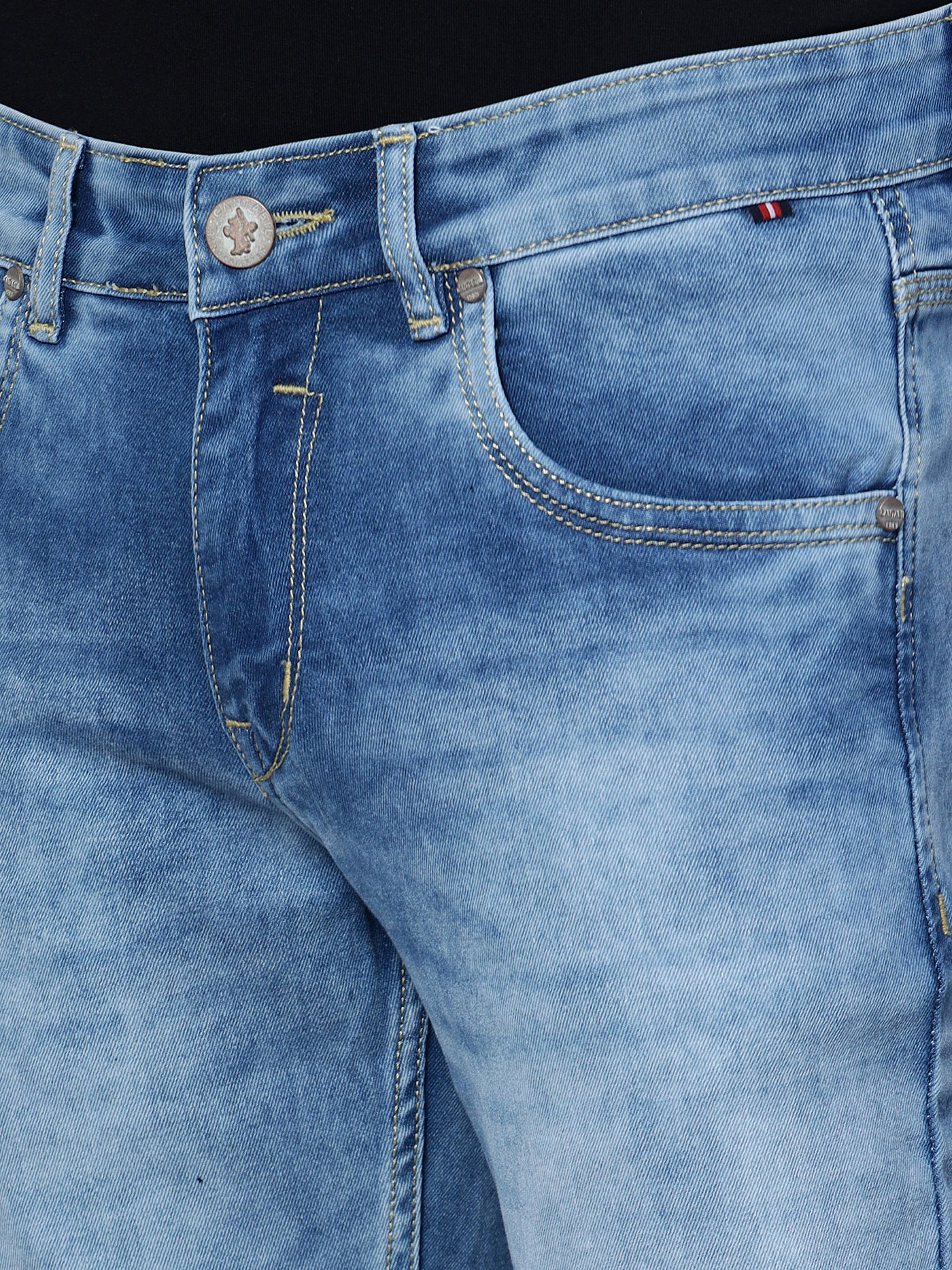 Denim Jeans for Men l Breathable & Soft with Color Fastness Ultra Narrow Fit Cotton Fabric Solid Pattern Button Closure - Image 5