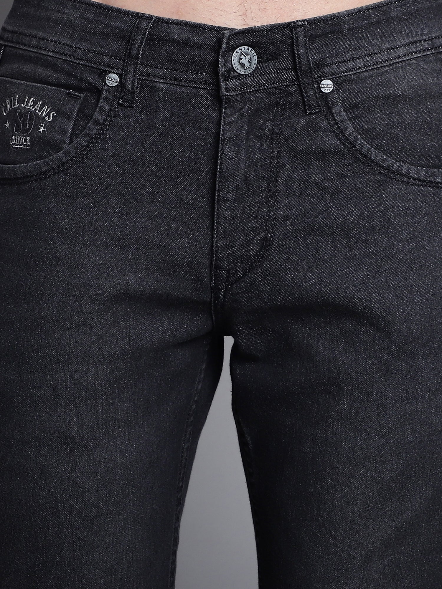 Denim Jeans for Men l Breathable & Soft with Color Fastness Ultra Narrow Fit Cotton Fabric Solid Pattern Button Closure - Image 6