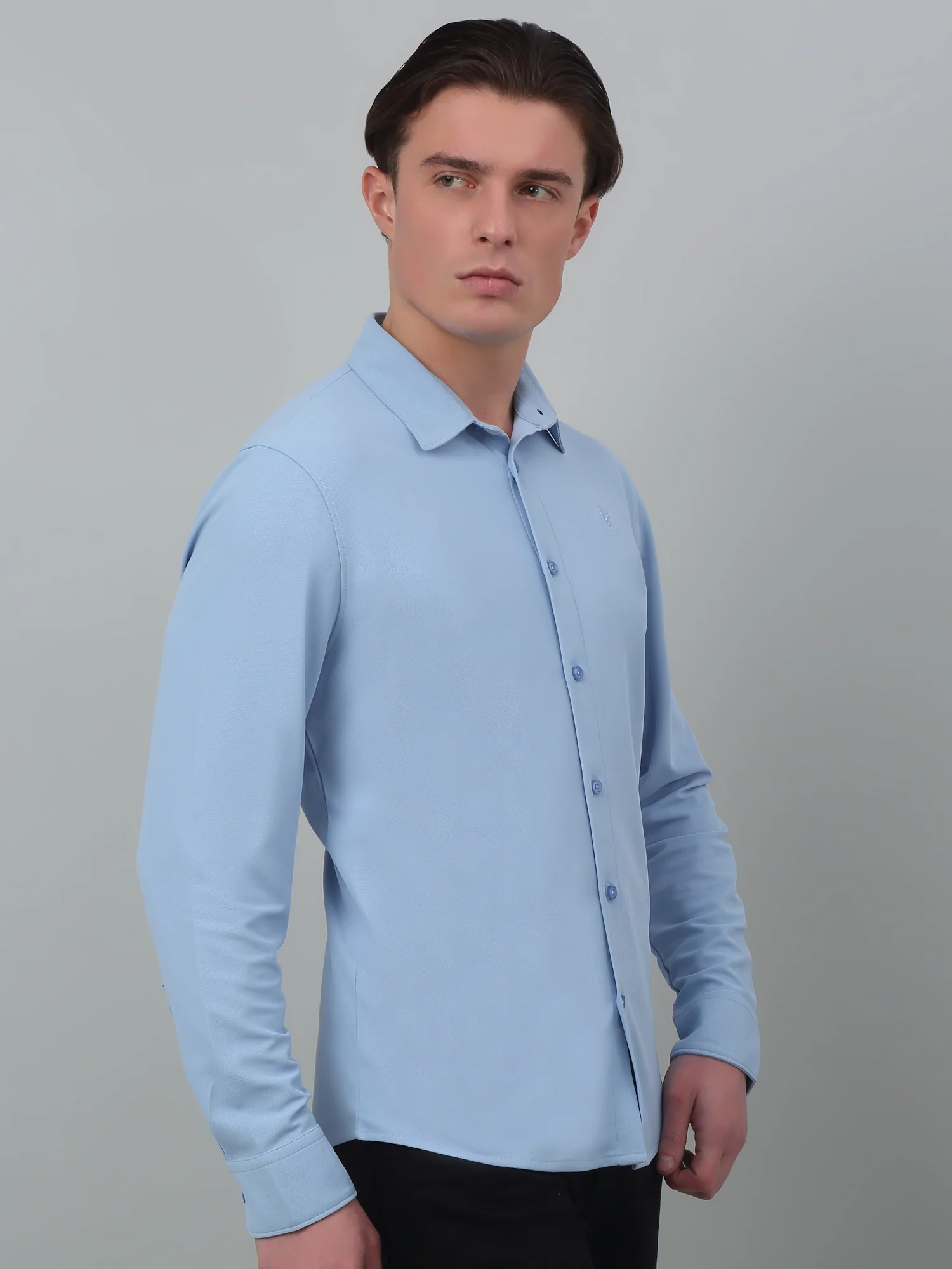 Casual Shirt for Men | Breathable & Soft with Color Fastness Regular Fit Spread Collar Neck Poyester Fabric Solid Pattern - Image 2