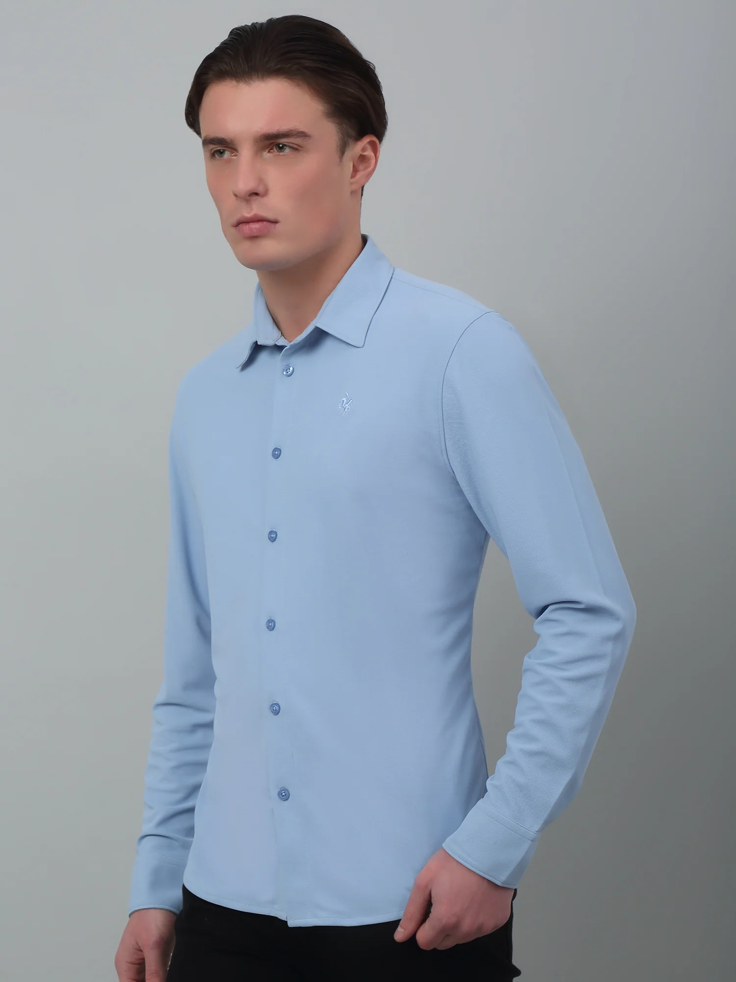 Casual Shirt for Men | Breathable & Soft with Color Fastness Regular Fit Spread Collar Neck Poyester Fabric Solid Pattern - Image 3