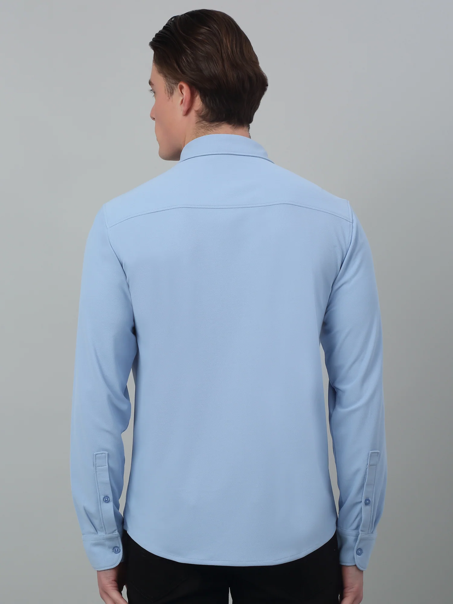 Casual Shirt for Men | Breathable & Soft with Color Fastness Regular Fit Spread Collar Neck Poyester Fabric Solid Pattern - Image 4