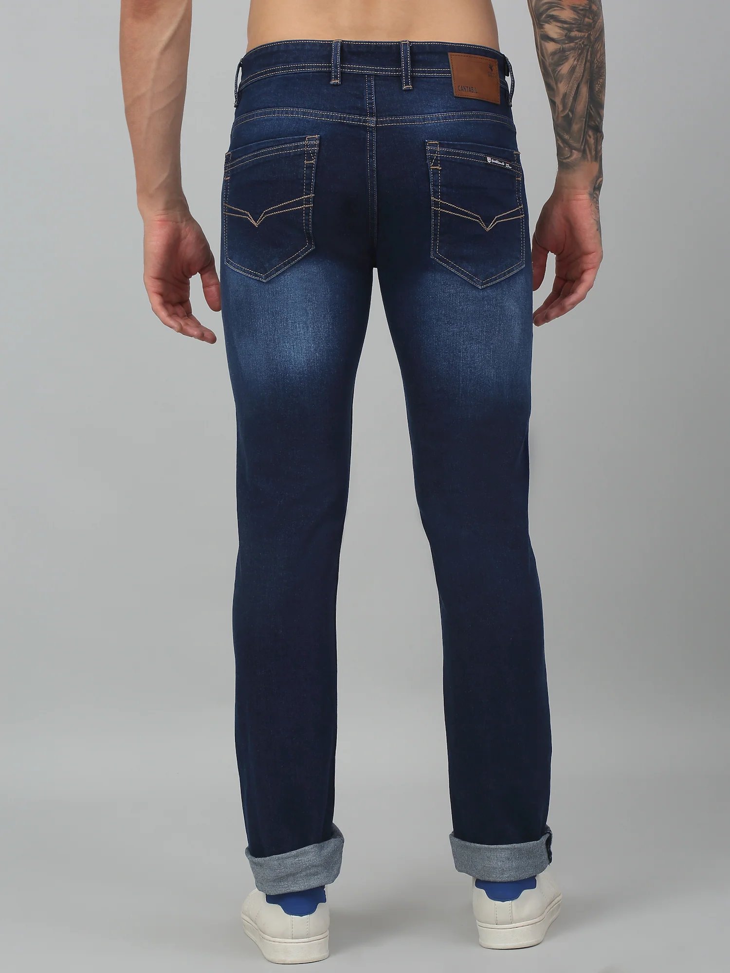 Denim Jeans for Men l Breathable & Soft with Color Fastness Ultra Narrow Fit Cotton Fabric Solid Pattern Button Closure - Image 2