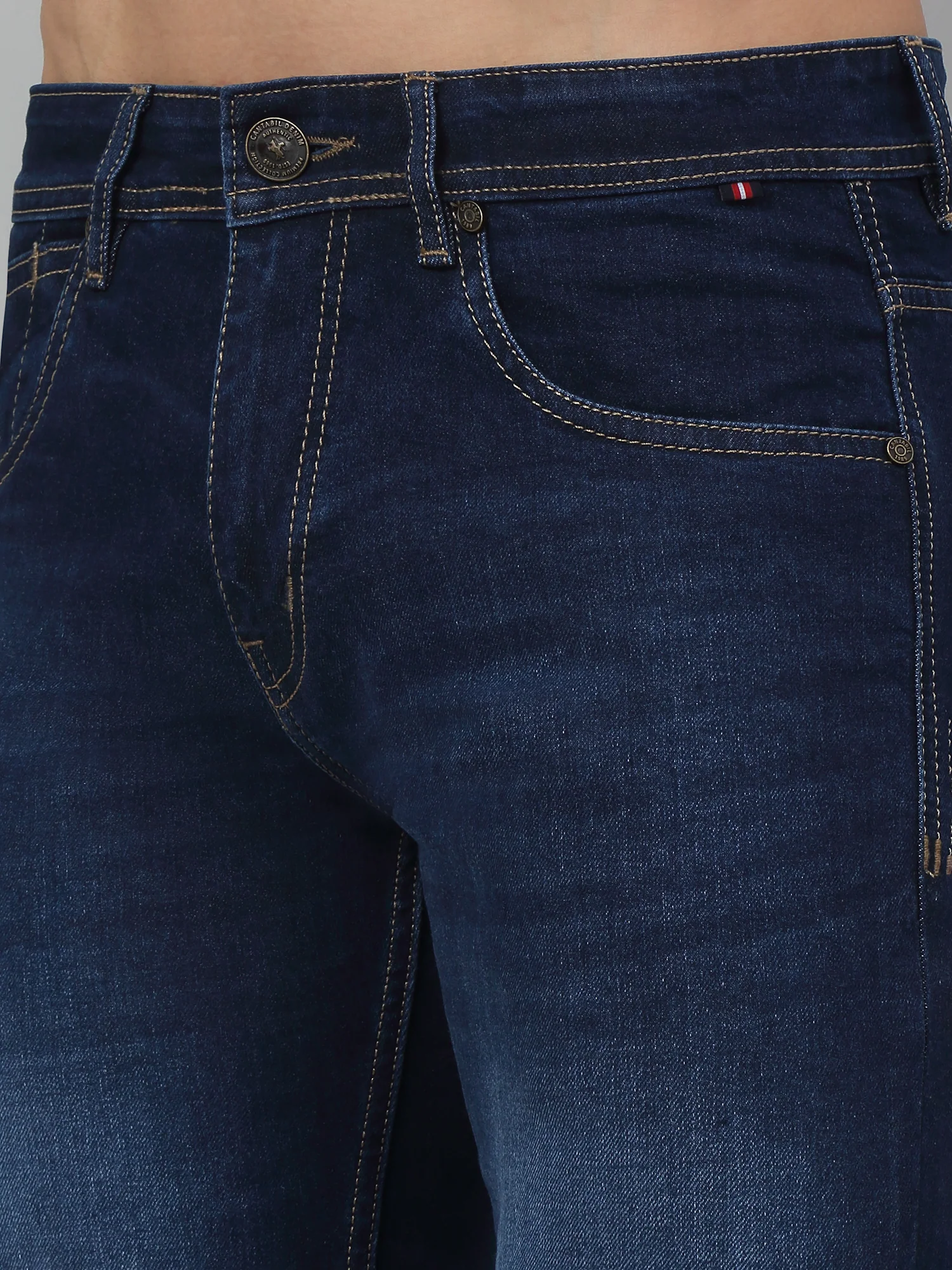 Denim Jeans for Men l Breathable & Soft with Color Fastness Ultra Narrow Fit Cotton Fabric Solid Pattern Button Closure - Image 5