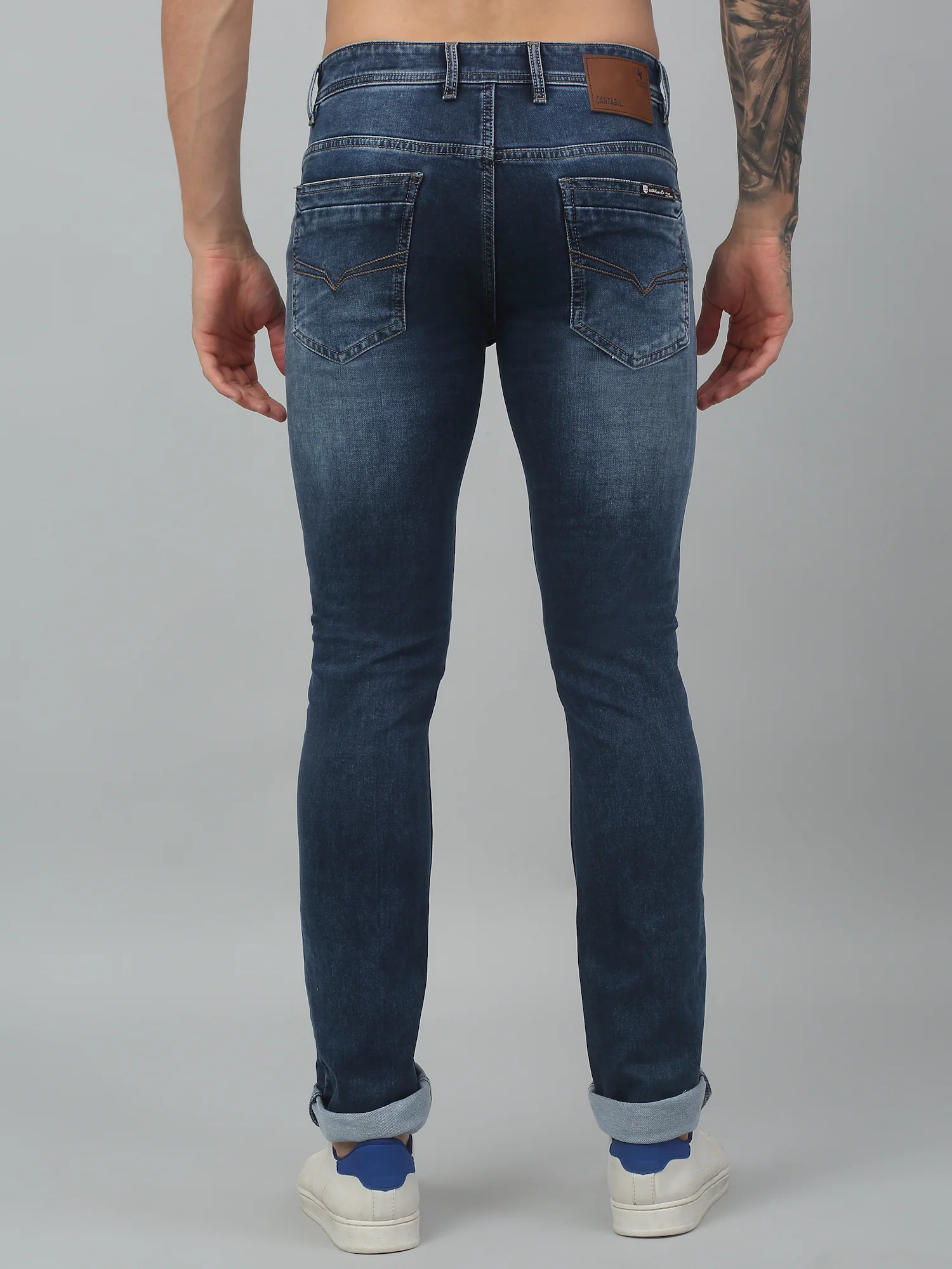 Denim Jeans for Men l Breathable & Soft with Color Fastness Ultra Narrow Fit Cotton Fabric Solid Pattern Button Closure - Image 2