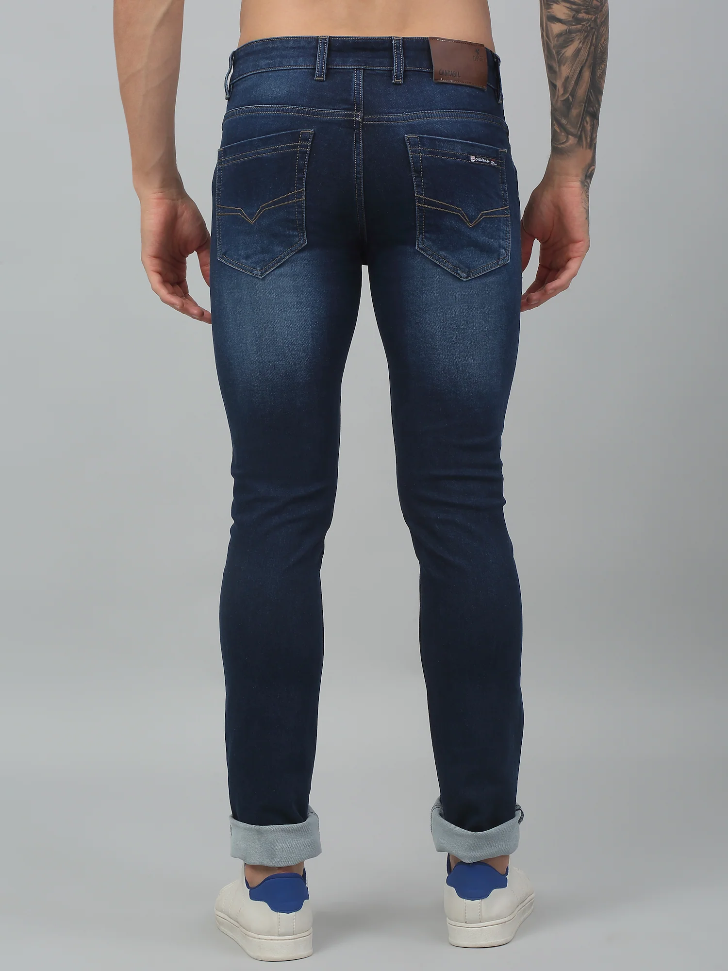 Denim Jeans for Men l Breathable & Soft with Color Fastness Ultra Narrow Fit Cotton Fabric Solid Pattern Button Closure - Image 2