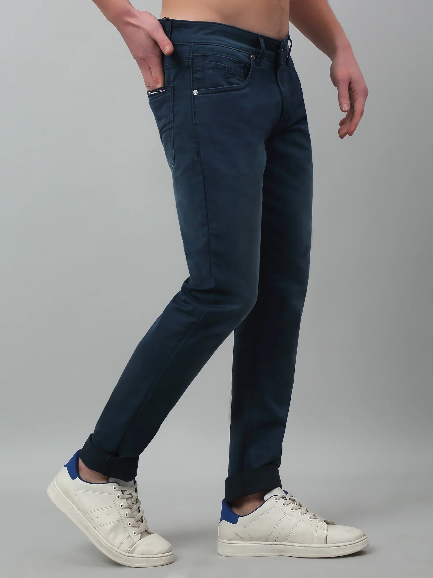 Denim Jeans for Men l Breathable & Soft with Color Fastness Ultra Narrow Fit Cotton Fabric Solid Pattern Button Closure - Image 3