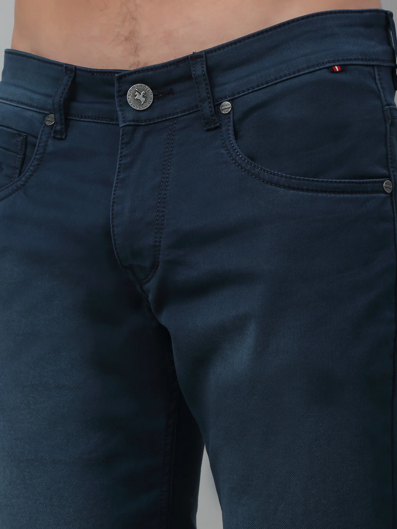 Denim Jeans for Men l Breathable & Soft with Color Fastness Ultra Narrow Fit Cotton Fabric Solid Pattern Button Closure - Image 5