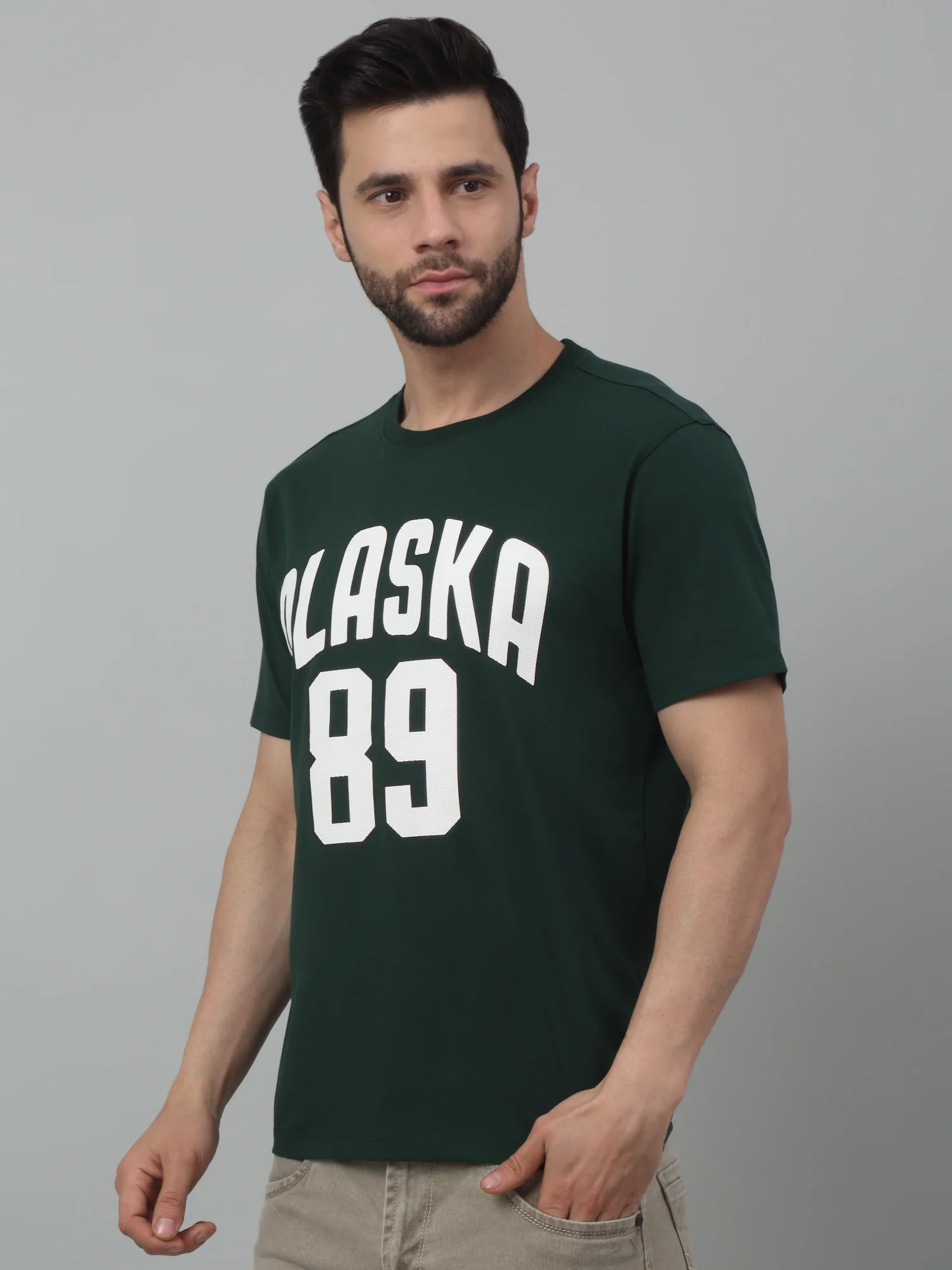 T-Shirt for Men | Breathable & Soft with Color Fastness Regular Fit Round Neck Cotton Blend Fabric Printed Pattern - Image 3