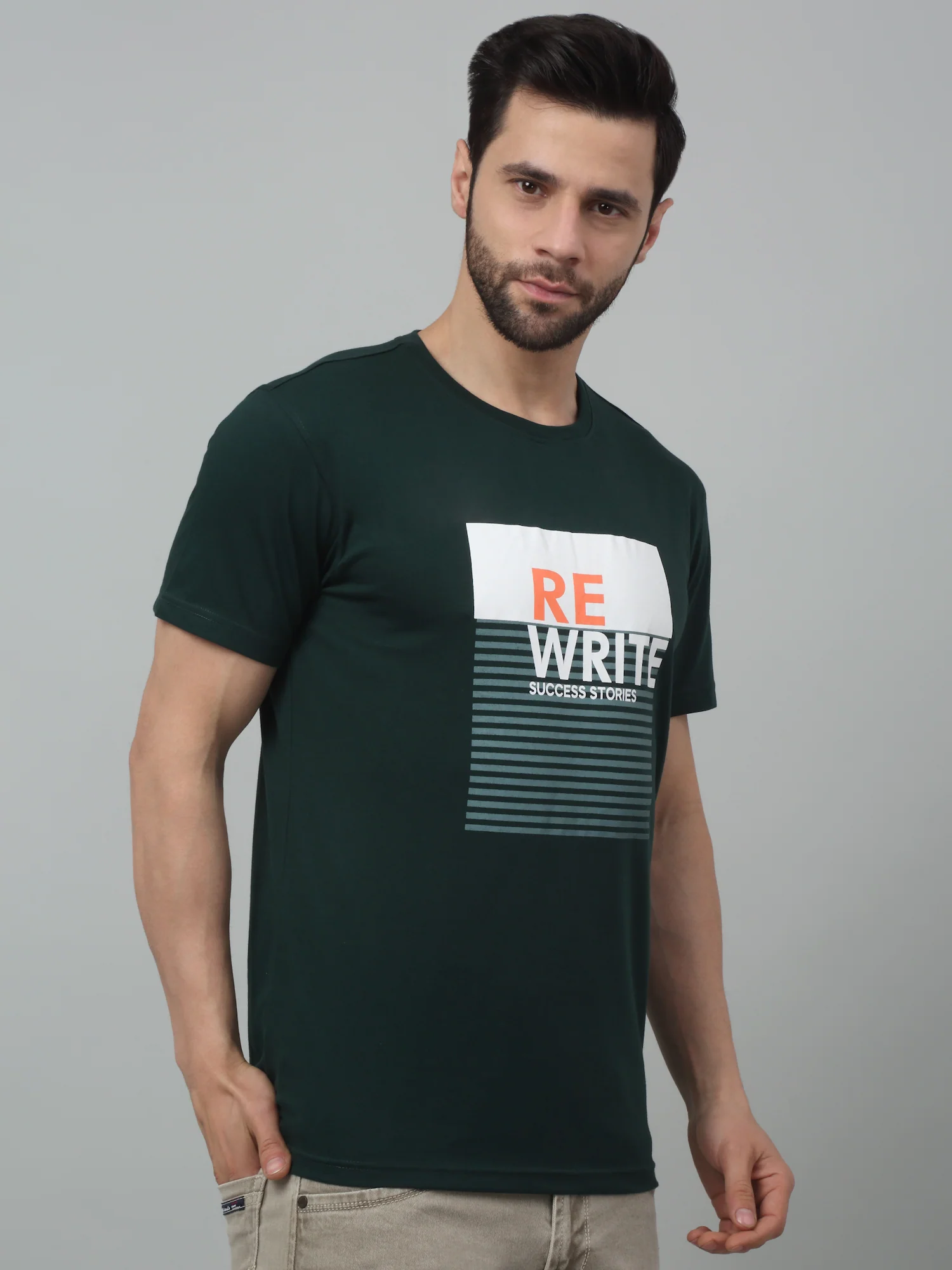 T-Shirt for Men | Breathable & Soft with Color Fastness Regular Fit Round Neck Poly Cotton Fabric Printed Pattern - Image 3