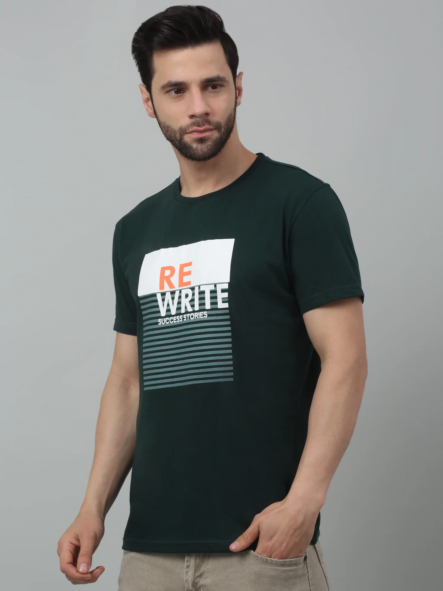 T-Shirt for Men | Breathable & Soft with Color Fastness Regular Fit Round Neck Poly Cotton Fabric Printed Pattern - Image 4