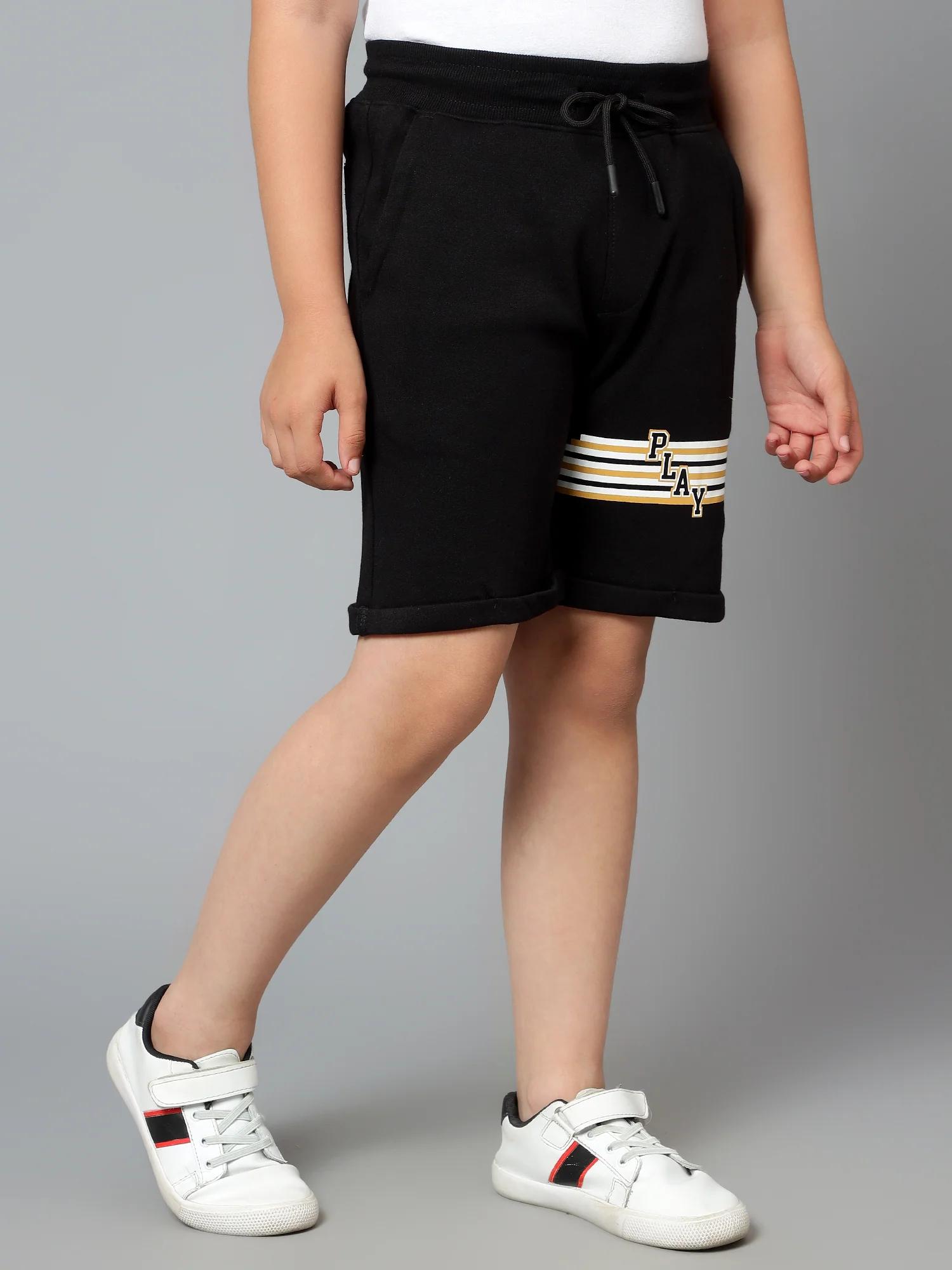 Boy's Black Printed Bermuda Shorts - Image 3