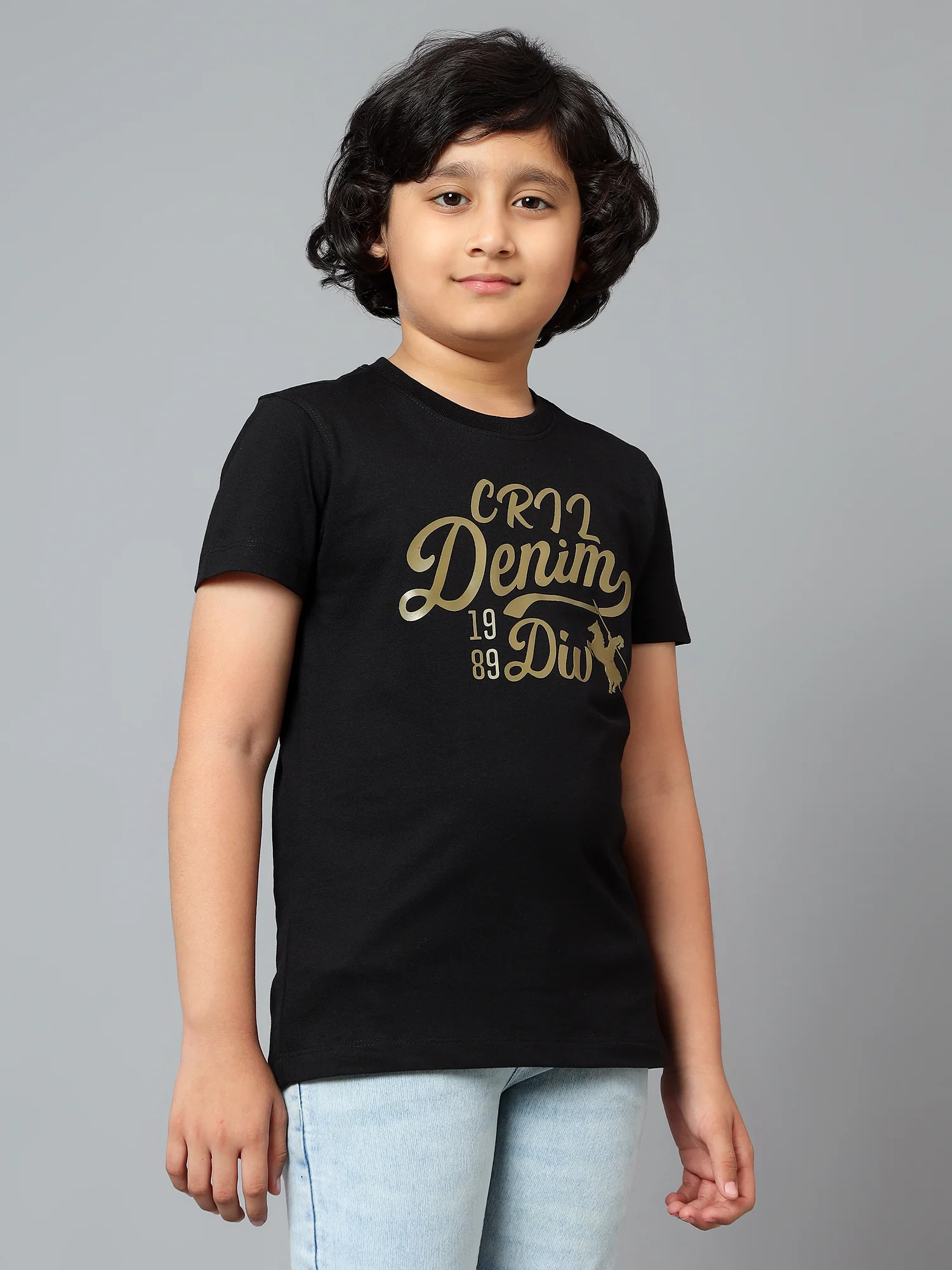 Boys Casual Black Half Sleeve  T-Shirt - Image 3