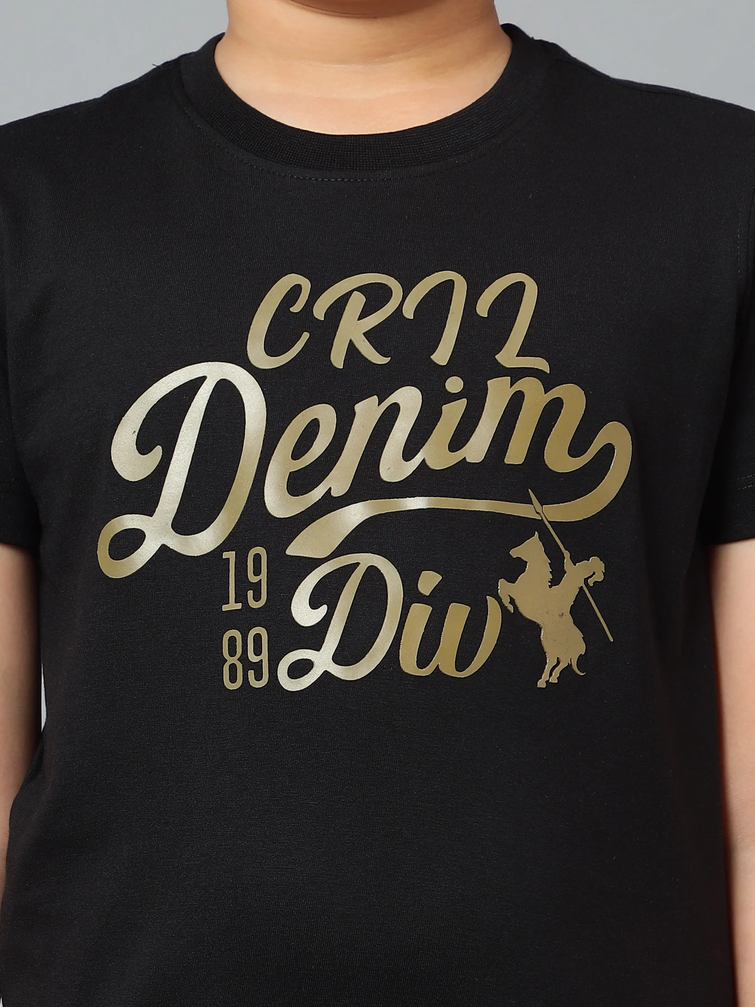 Boys Casual Black Half Sleeve  T-Shirt - Image 5