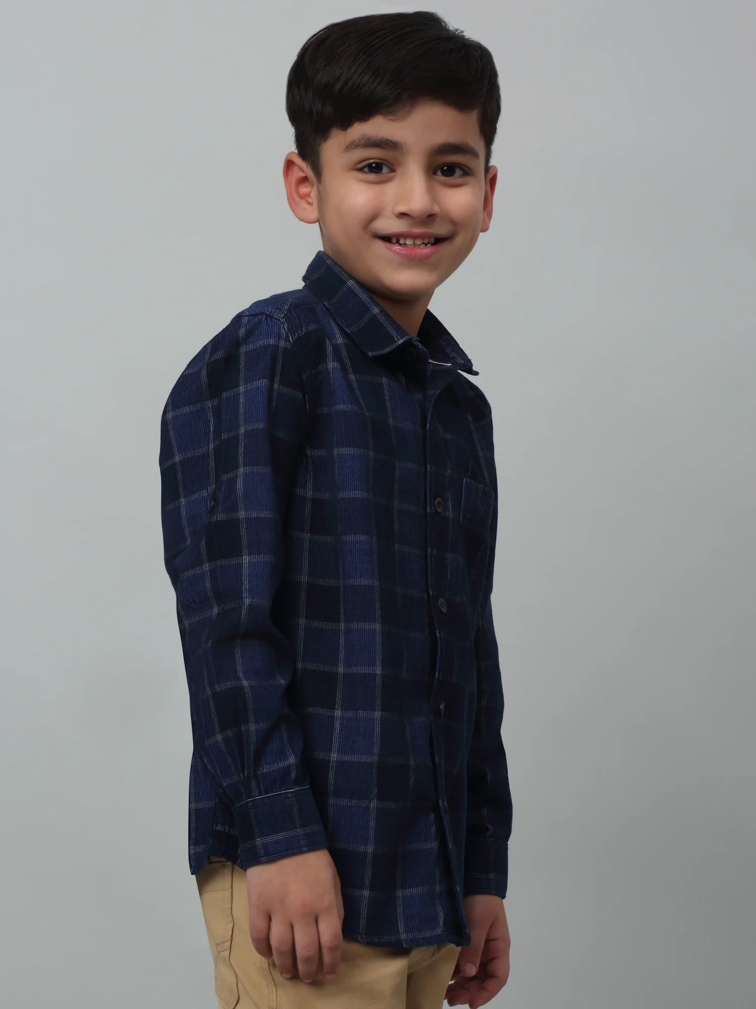 Boys Casual Navy Blue Full Sleeve with Tab  Shirt - Image 2