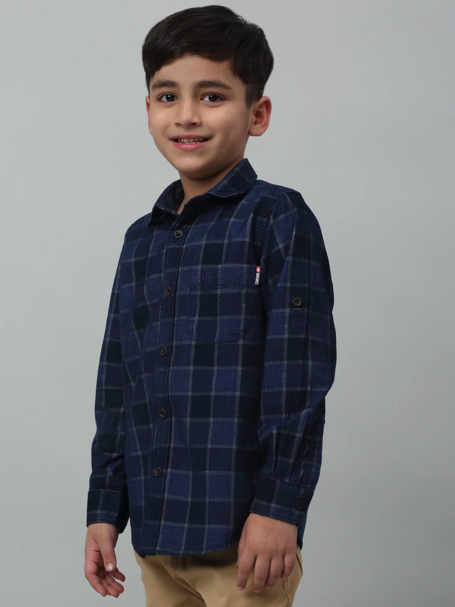 Boys Casual Navy Blue Full Sleeve with Tab  Shirt - Image 3