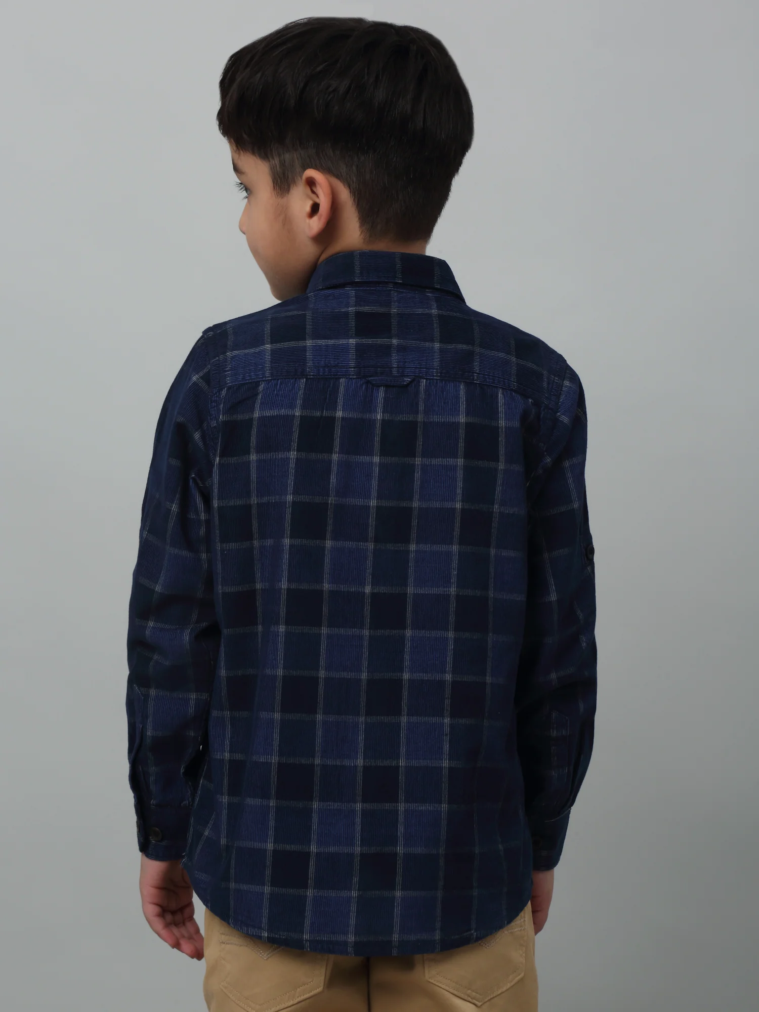 Boys Casual Navy Blue Full Sleeve with Tab  Shirt - Image 4