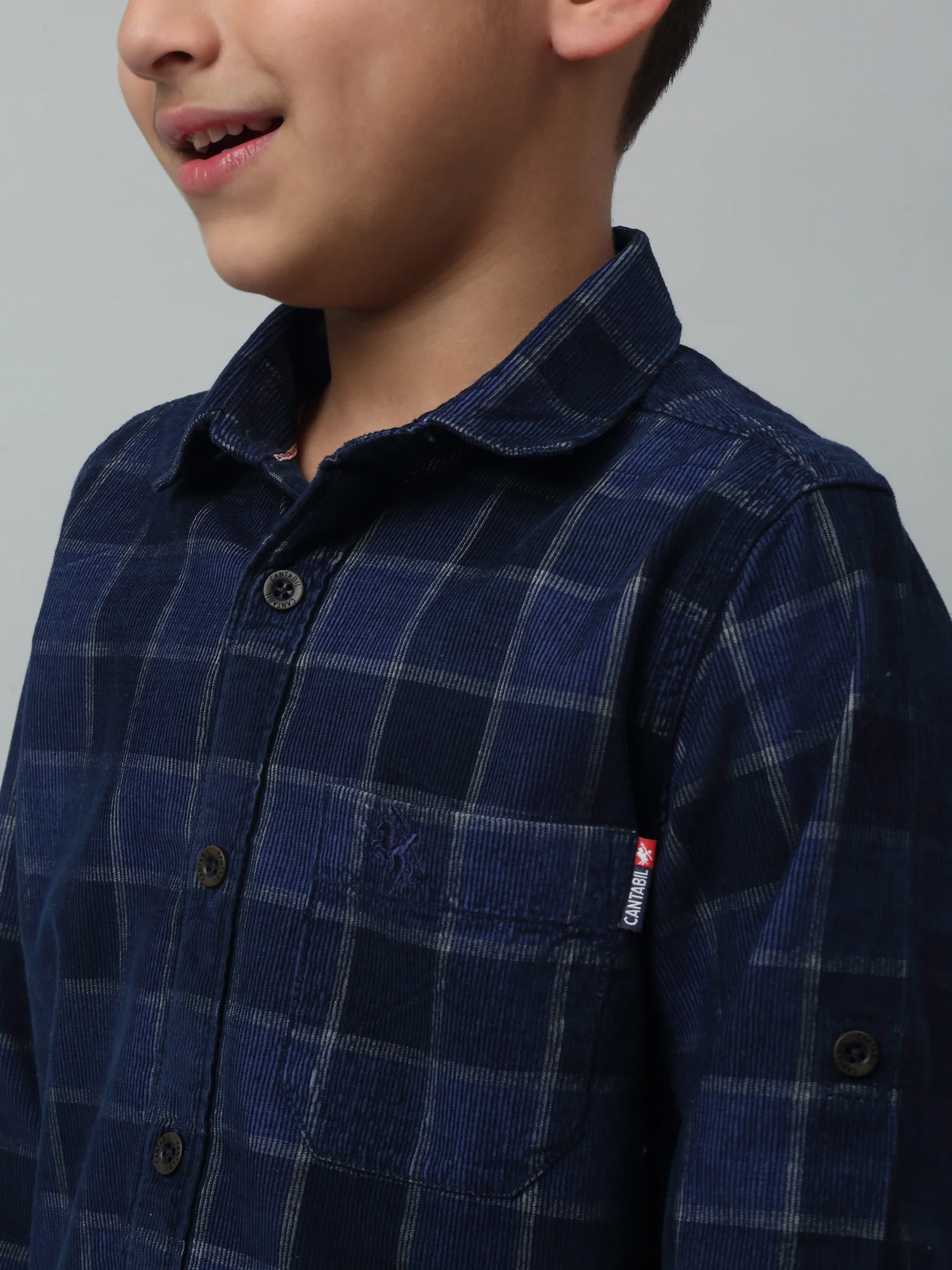 Boys Casual Navy Blue Full Sleeve with Tab  Shirt - Image 6