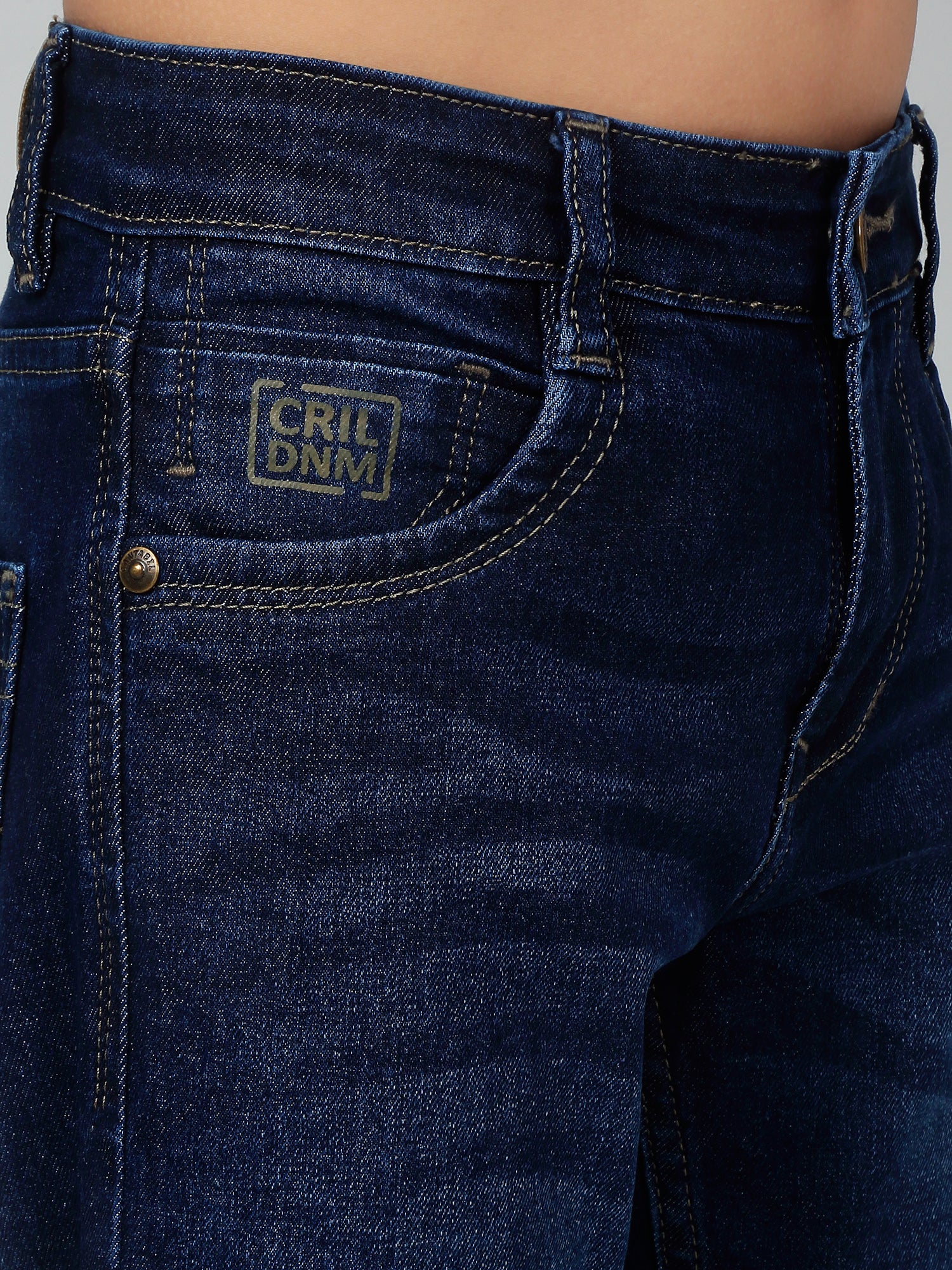 Boy's Dark Blue Solid Stretchable Jeans - Image 5