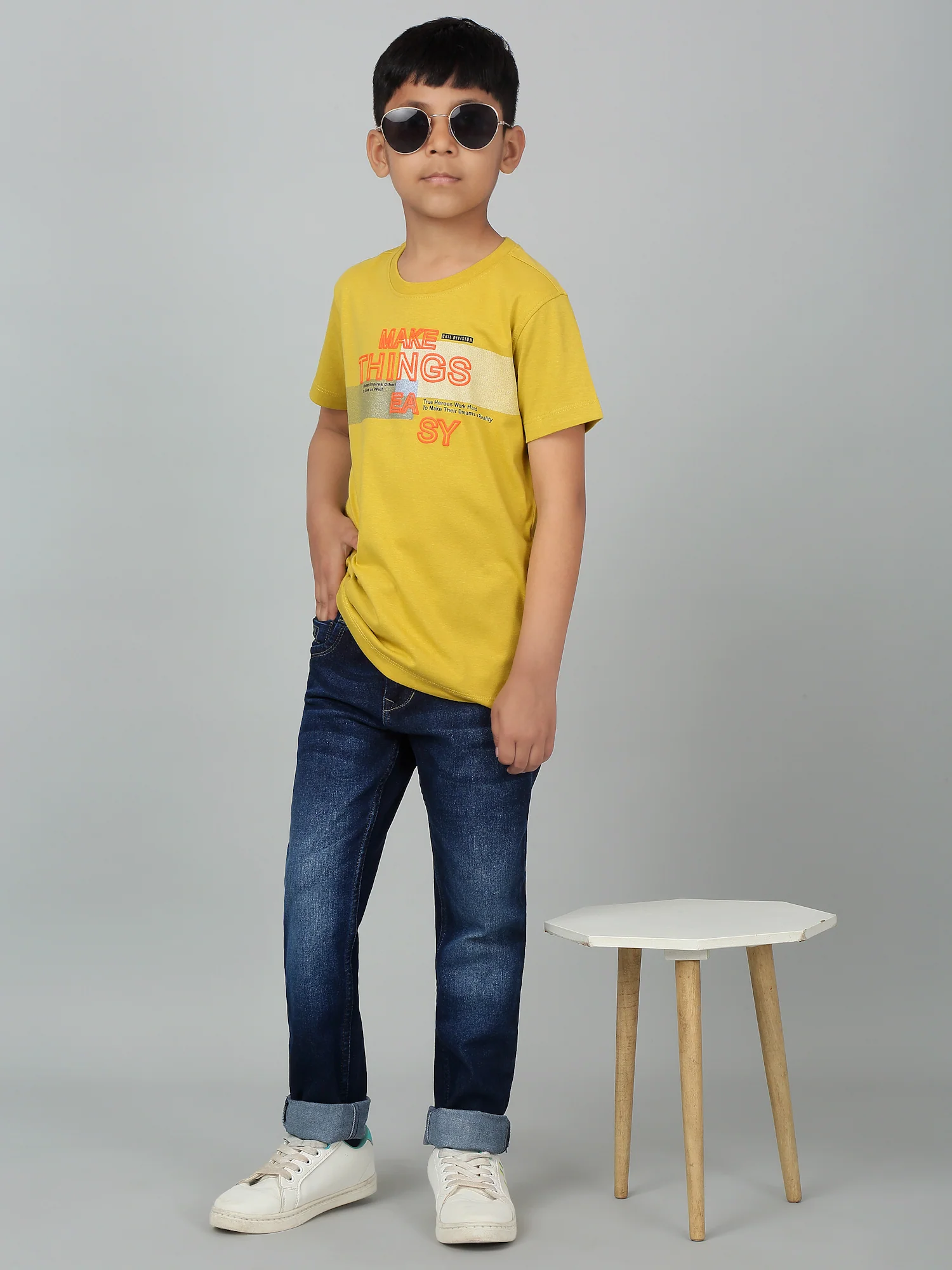 Boy's Dark Blue Solid Stretchable Jeans - Image 6