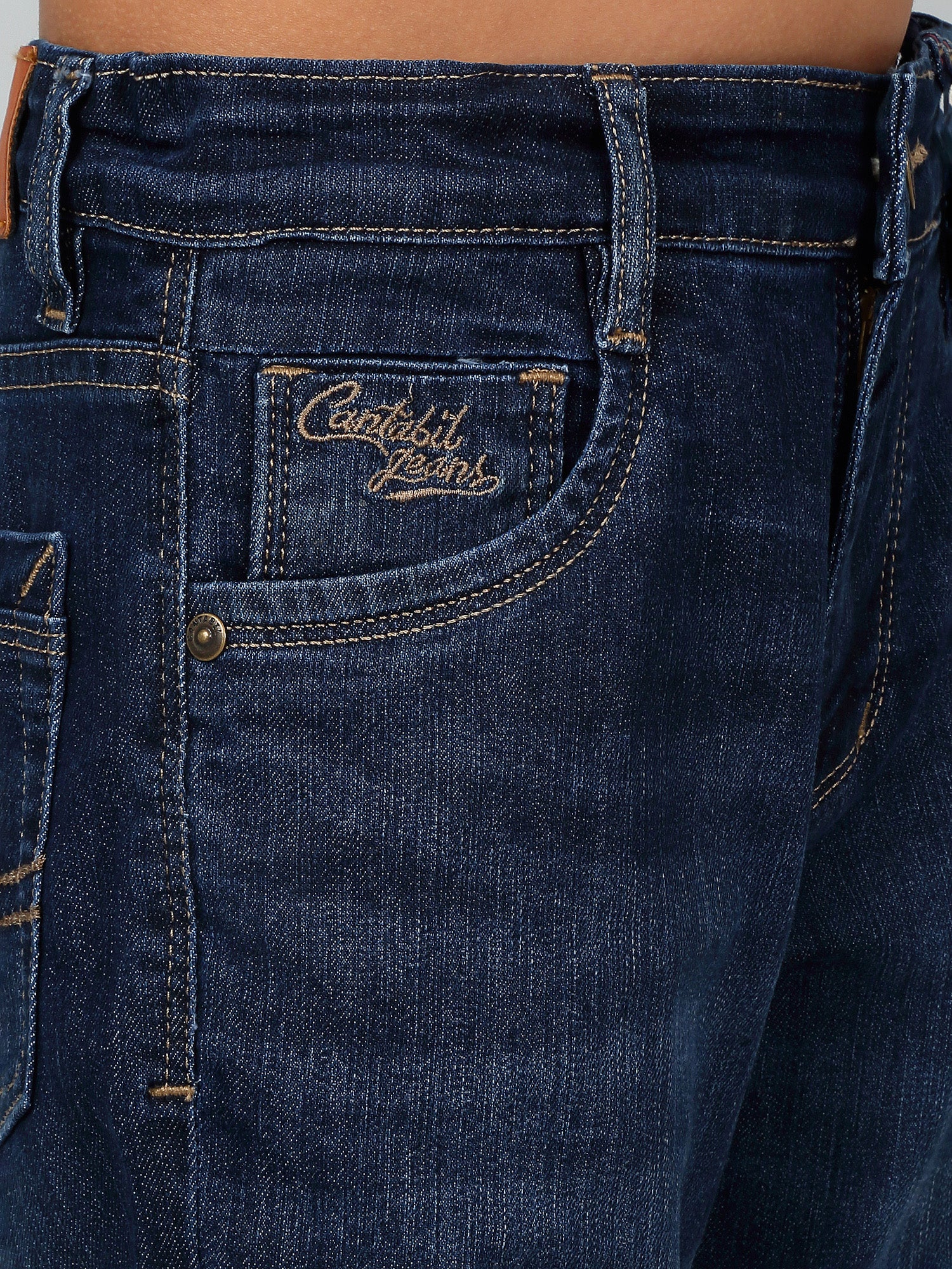 Boy's Dark Blue Solid Stretchable Jeans - Image 5