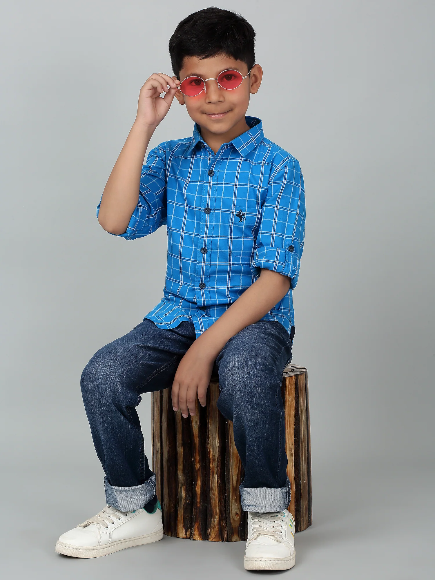 Boy's Dark Blue Solid Stretchable Jeans - Image 6