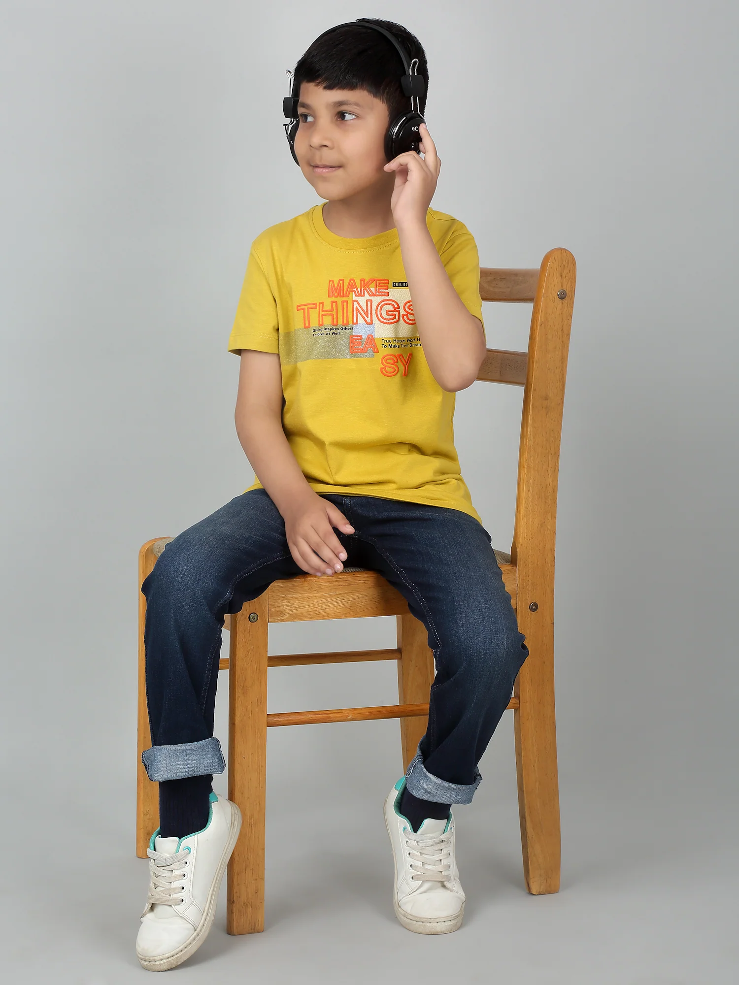 Boy's Dark Blue Solid Stretchable Jeans - Image 6