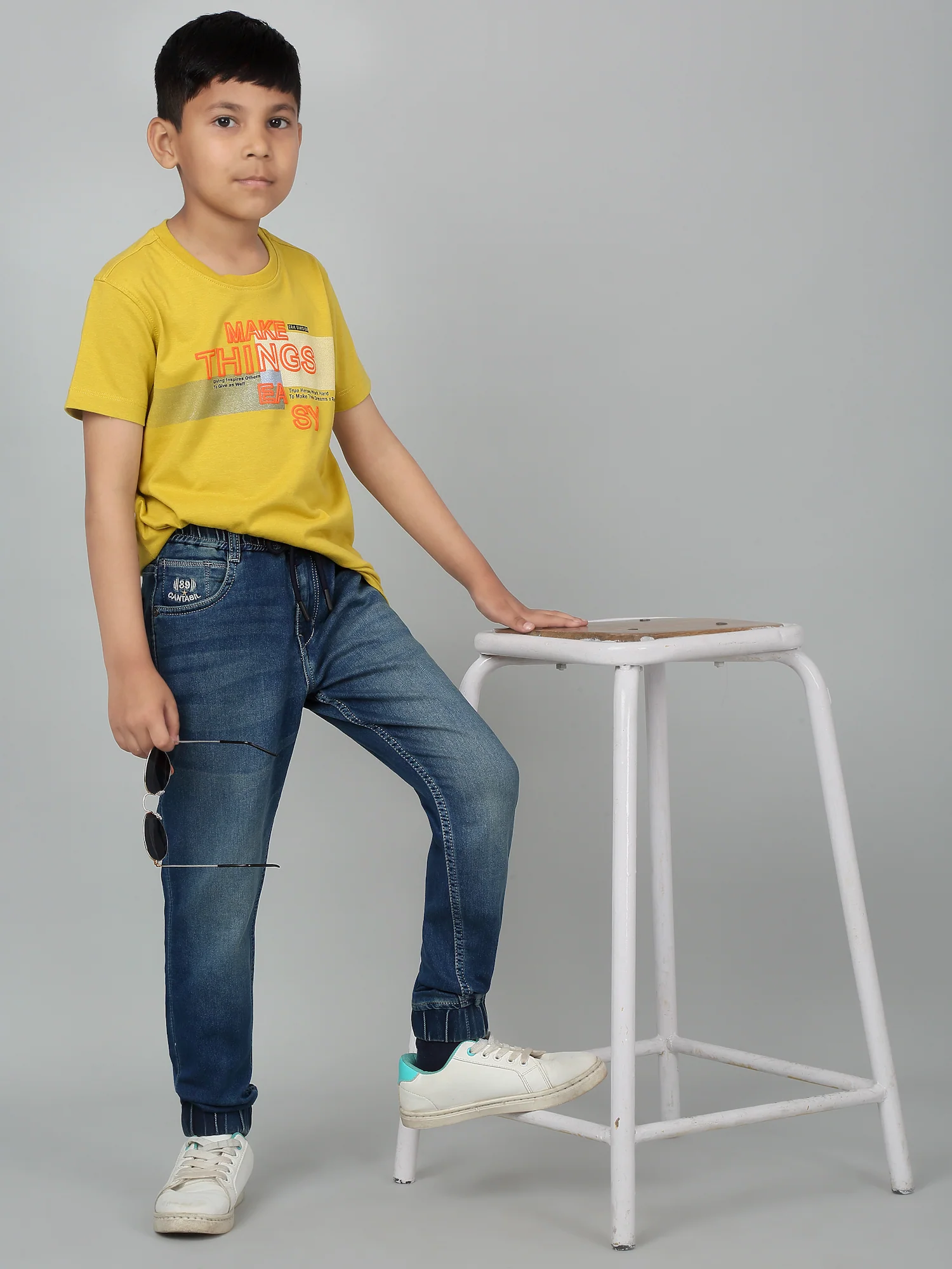 Boy's Blue Solid Stretchable Jogger - Image 6