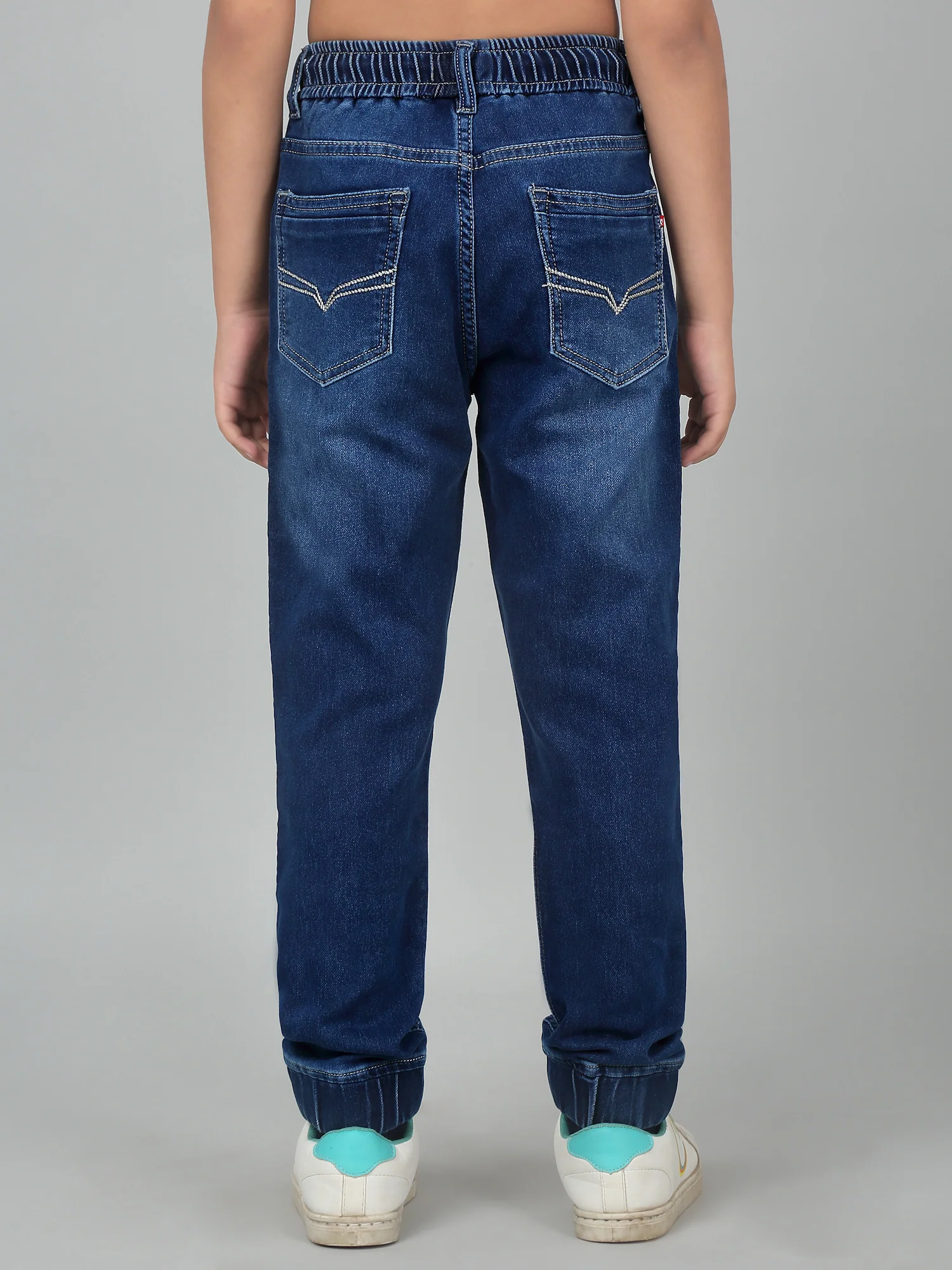 Boy's Dark Blue Solid Stretchable Jogger - Image 3